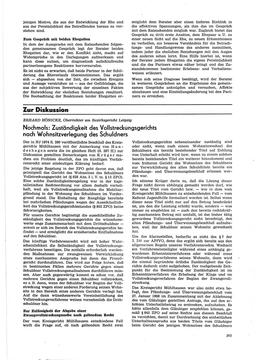 Neue Justiz (NJ), Zeitschrift für Recht und Rechtswissenschaft [Deutsche Demokratische Republik (DDR)], 28. Jahrgang 1974, Seite 365 (NJ DDR 1974, S. 365)