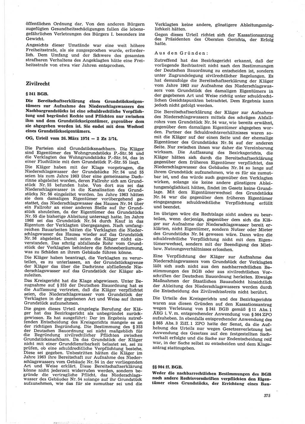 Neue Justiz (NJ), Zeitschrift für Recht und Rechtswissenschaft [Deutsche Demokratische Republik (DDR)], 28. Jahrgang 1974, Seite 375 (NJ DDR 1974, S. 375)