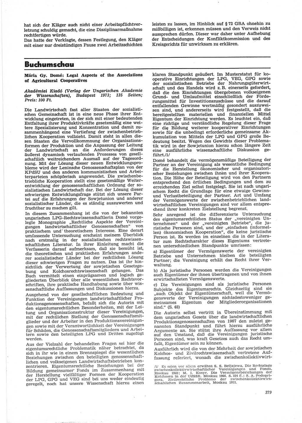 Neue Justiz (NJ), Zeitschrift für Recht und Rechtswissenschaft [Deutsche Demokratische Republik (DDR)], 28. Jahrgang 1974, Seite 379 (NJ DDR 1974, S. 379)