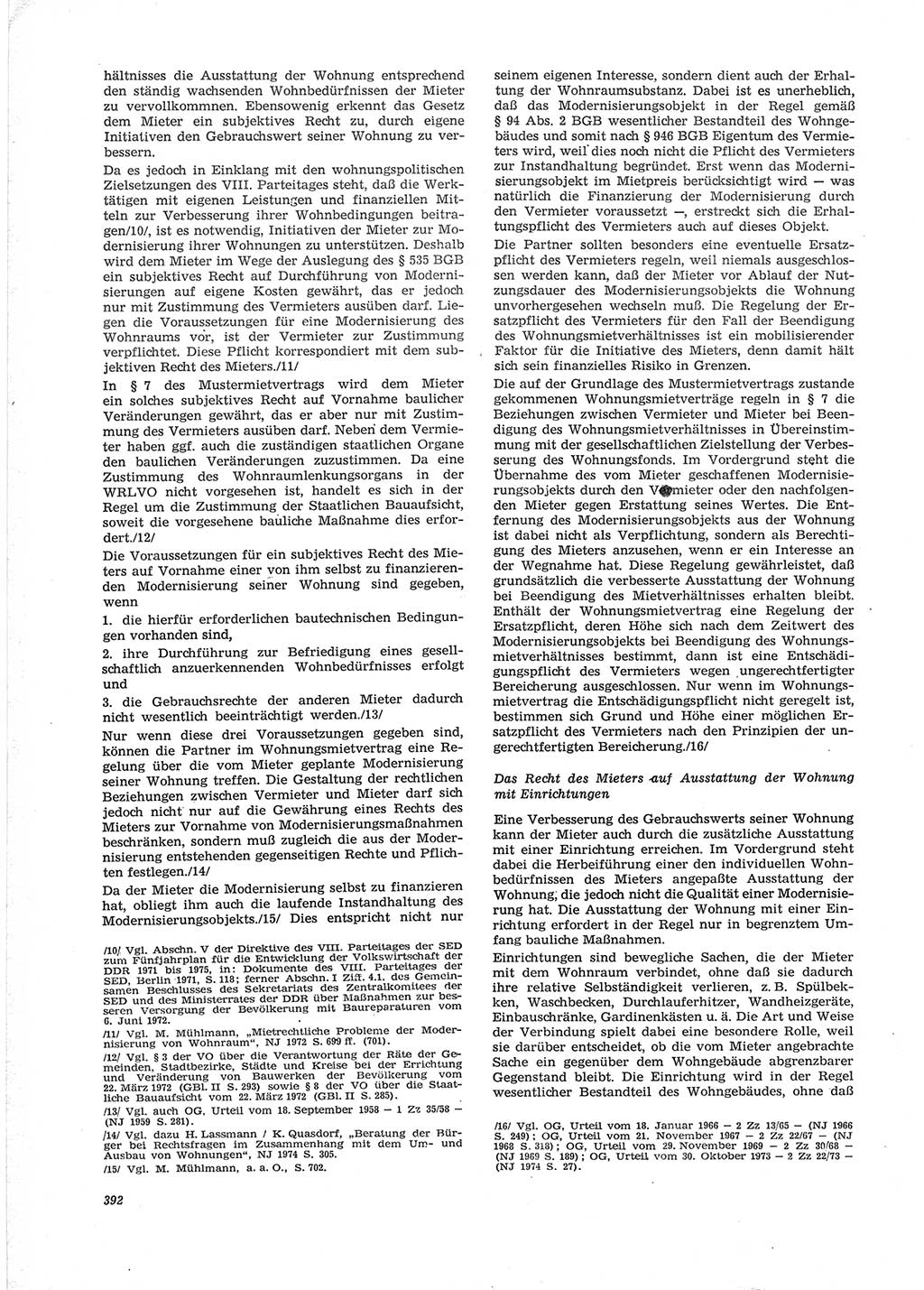 Neue Justiz (NJ), Zeitschrift für Recht und Rechtswissenschaft [Deutsche Demokratische Republik (DDR)], 28. Jahrgang 1974, Seite 392 (NJ DDR 1974, S. 392)