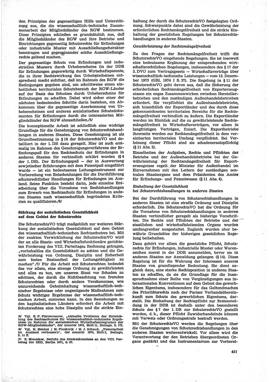 Neue Justiz (NJ), Zeitschrift für Recht und Rechtswissenschaft [Deutsche Demokratische Republik (DDR)], 28. Jahrgang 1974, Seite 421 (NJ DDR 1974, S. 421)