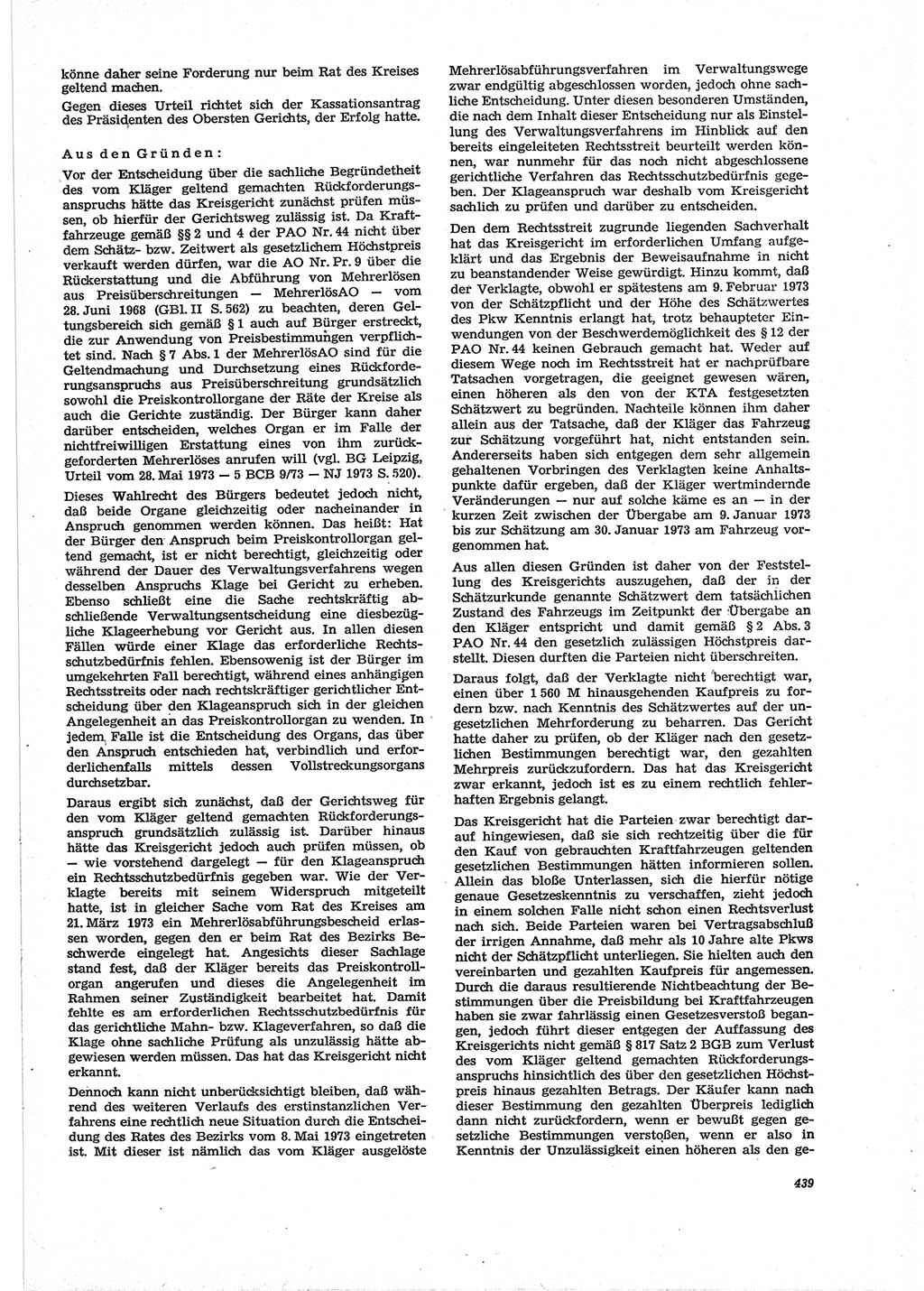 Neue Justiz (NJ), Zeitschrift für Recht und Rechtswissenschaft [Deutsche Demokratische Republik (DDR)], 28. Jahrgang 1974, Seite 439 (NJ DDR 1974, S. 439)