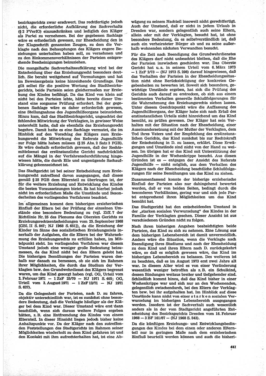 Neue Justiz (NJ), Zeitschrift für Recht und Rechtswissenschaft [Deutsche Demokratische Republik (DDR)], 28. Jahrgang 1974, Seite 441 (NJ DDR 1974, S. 441)