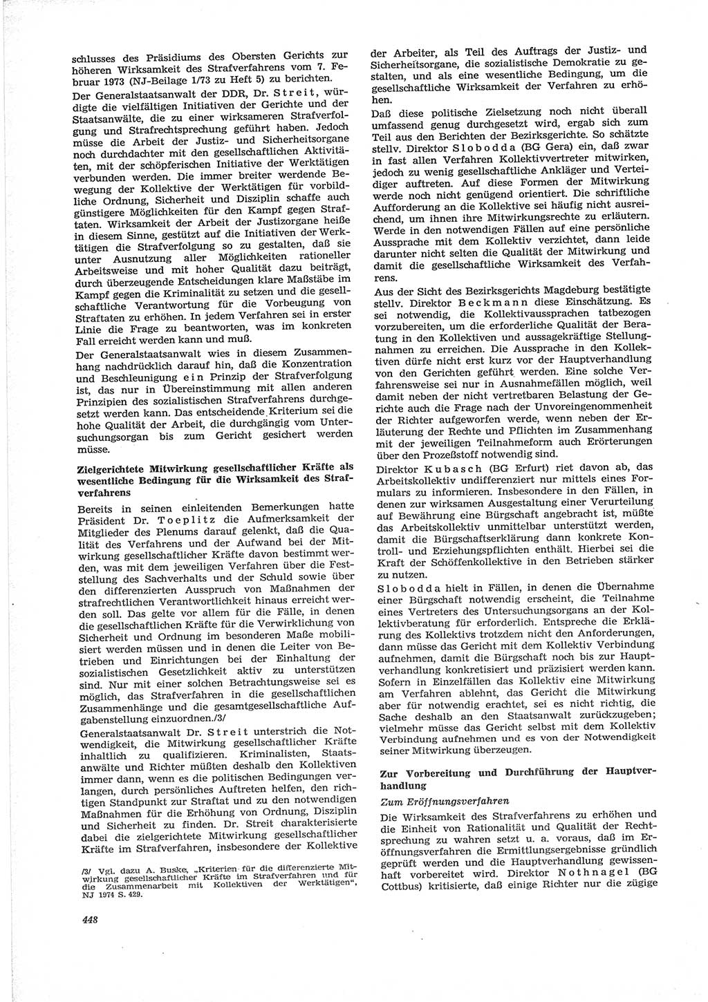 Neue Justiz (NJ), Zeitschrift für Recht und Rechtswissenschaft [Deutsche Demokratische Republik (DDR)], 28. Jahrgang 1974, Seite 448 (NJ DDR 1974, S. 448)