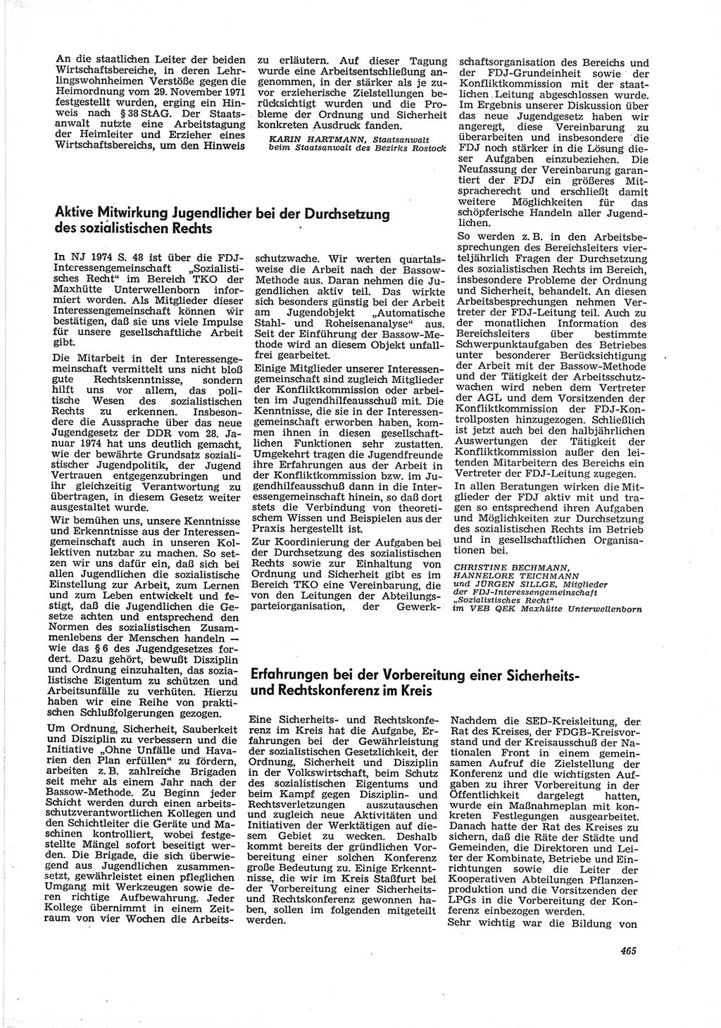 Neue Justiz (NJ), Zeitschrift für Recht und Rechtswissenschaft [Deutsche Demokratische Republik (DDR)], 28. Jahrgang 1974, Seite 465 (NJ DDR 1974, S. 465)