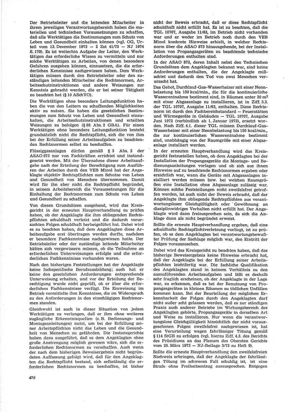 Neue Justiz (NJ), Zeitschrift für Recht und Rechtswissenschaft [Deutsche Demokratische Republik (DDR)], 28. Jahrgang 1974, Seite 470 (NJ DDR 1974, S. 470)