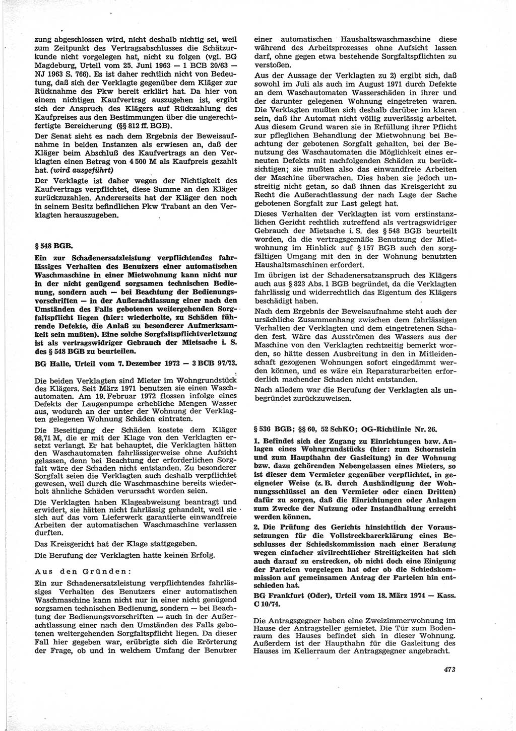 Neue Justiz (NJ), Zeitschrift für Recht und Rechtswissenschaft [Deutsche Demokratische Republik (DDR)], 28. Jahrgang 1974, Seite 473 (NJ DDR 1974, S. 473)
