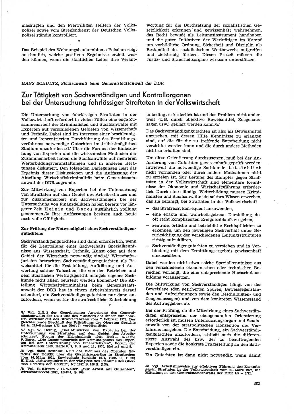 Neue Justiz (NJ), Zeitschrift für Recht und Rechtswissenschaft [Deutsche Demokratische Republik (DDR)], 28. Jahrgang 1974, Seite 483 (NJ DDR 1974, S. 483)