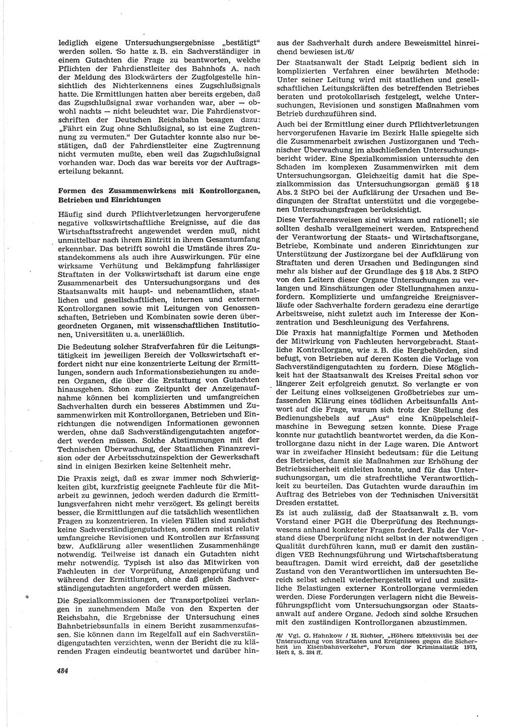 Neue Justiz (NJ), Zeitschrift für Recht und Rechtswissenschaft [Deutsche Demokratische Republik (DDR)], 28. Jahrgang 1974, Seite 484 (NJ DDR 1974, S. 484)