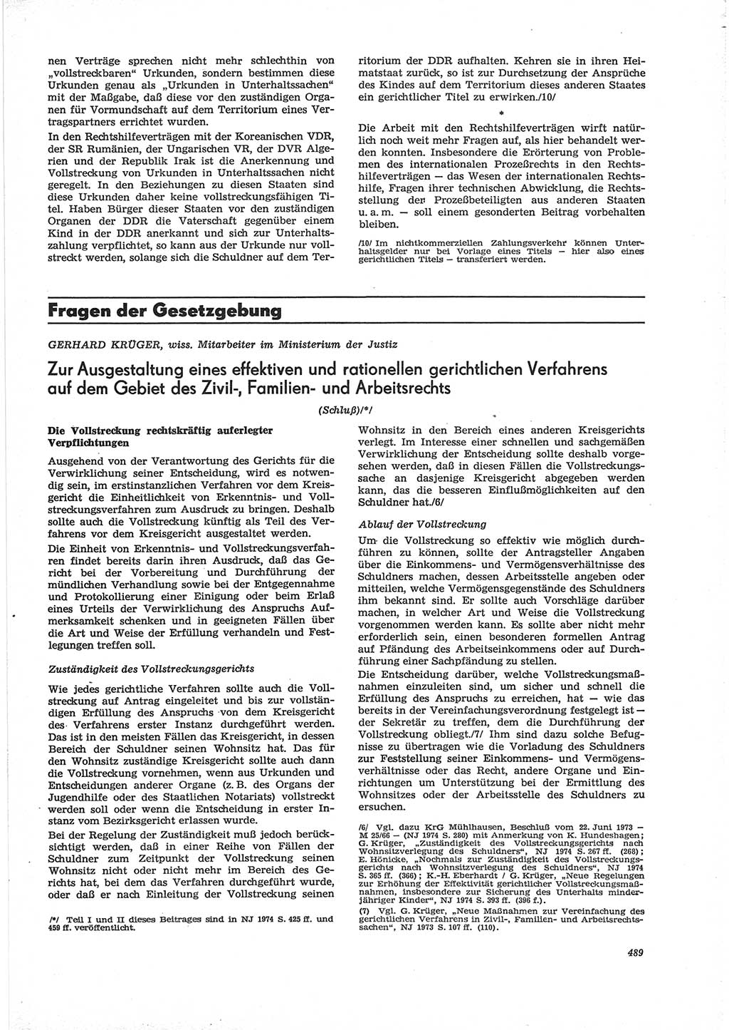 Neue Justiz (NJ), Zeitschrift für Recht und Rechtswissenschaft [Deutsche Demokratische Republik (DDR)], 28. Jahrgang 1974, Seite 489 (NJ DDR 1974, S. 489)