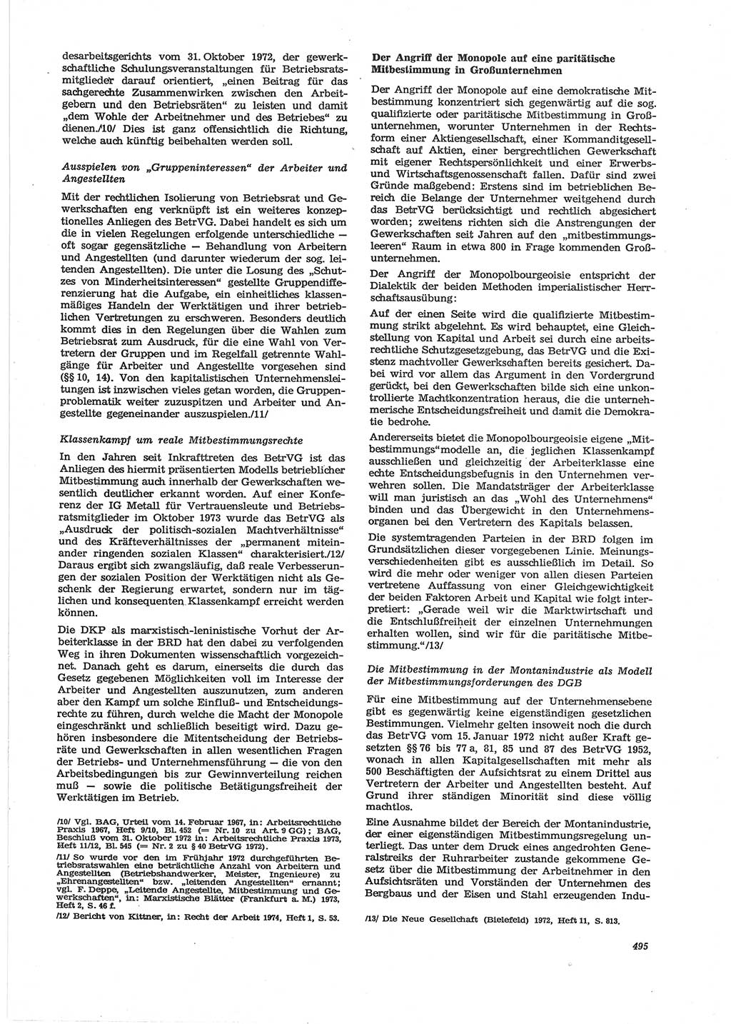 Neue Justiz (NJ), Zeitschrift für Recht und Rechtswissenschaft [Deutsche Demokratische Republik (DDR)], 28. Jahrgang 1974, Seite 495 (NJ DDR 1974, S. 495)