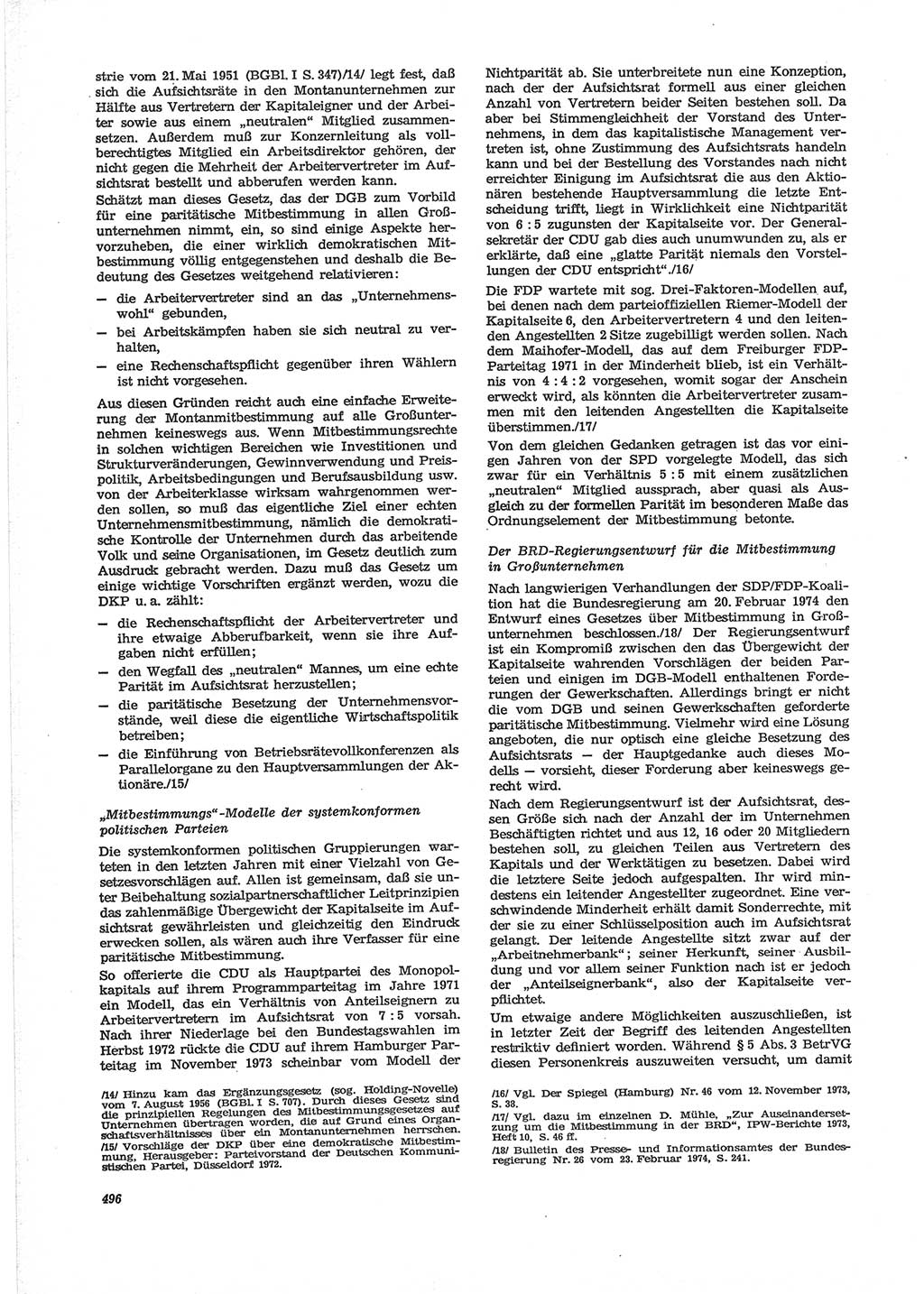 Neue Justiz (NJ), Zeitschrift für Recht und Rechtswissenschaft [Deutsche Demokratische Republik (DDR)], 28. Jahrgang 1974, Seite 496 (NJ DDR 1974, S. 496)