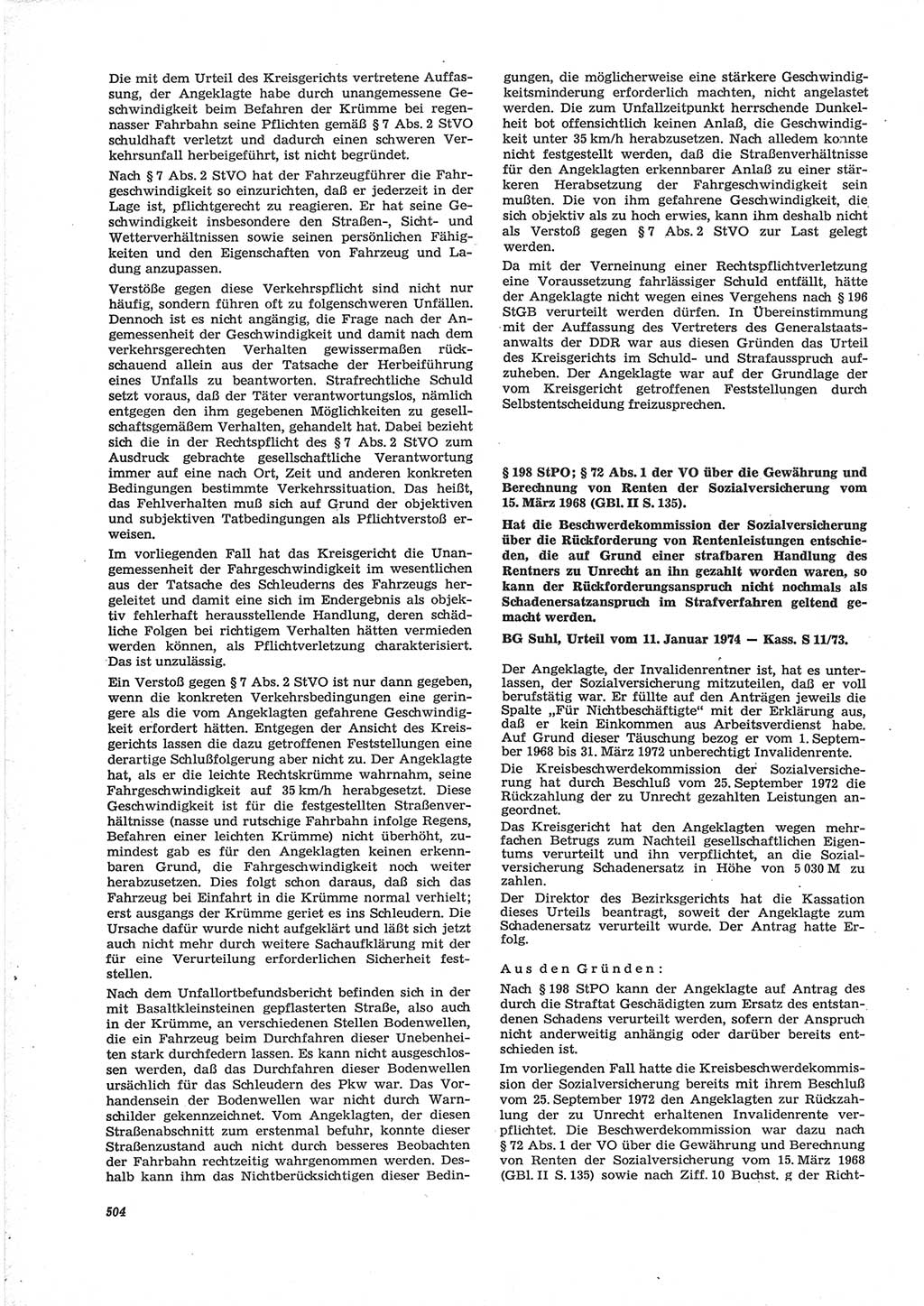 Neue Justiz (NJ), Zeitschrift für Recht und Rechtswissenschaft [Deutsche Demokratische Republik (DDR)], 28. Jahrgang 1974, Seite 504 (NJ DDR 1974, S. 504)