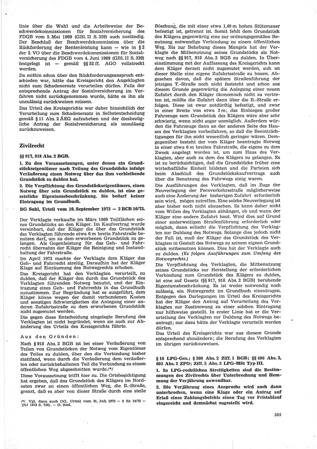 Neue Justiz (NJ), Zeitschrift für Recht und Rechtswissenschaft [Deutsche Demokratische Republik (DDR)], 28. Jahrgang 1974, Seite 505 (NJ DDR 1974, S. 505)