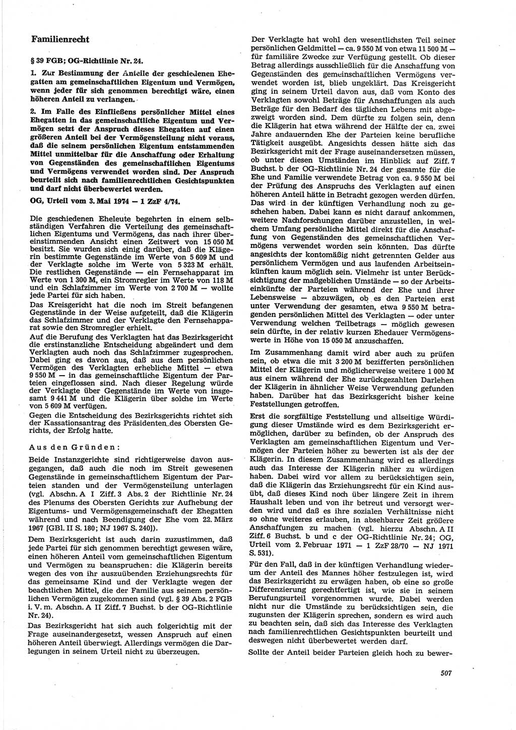 Neue Justiz (NJ), Zeitschrift für Recht und Rechtswissenschaft [Deutsche Demokratische Republik (DDR)], 28. Jahrgang 1974, Seite 507 (NJ DDR 1974, S. 507)