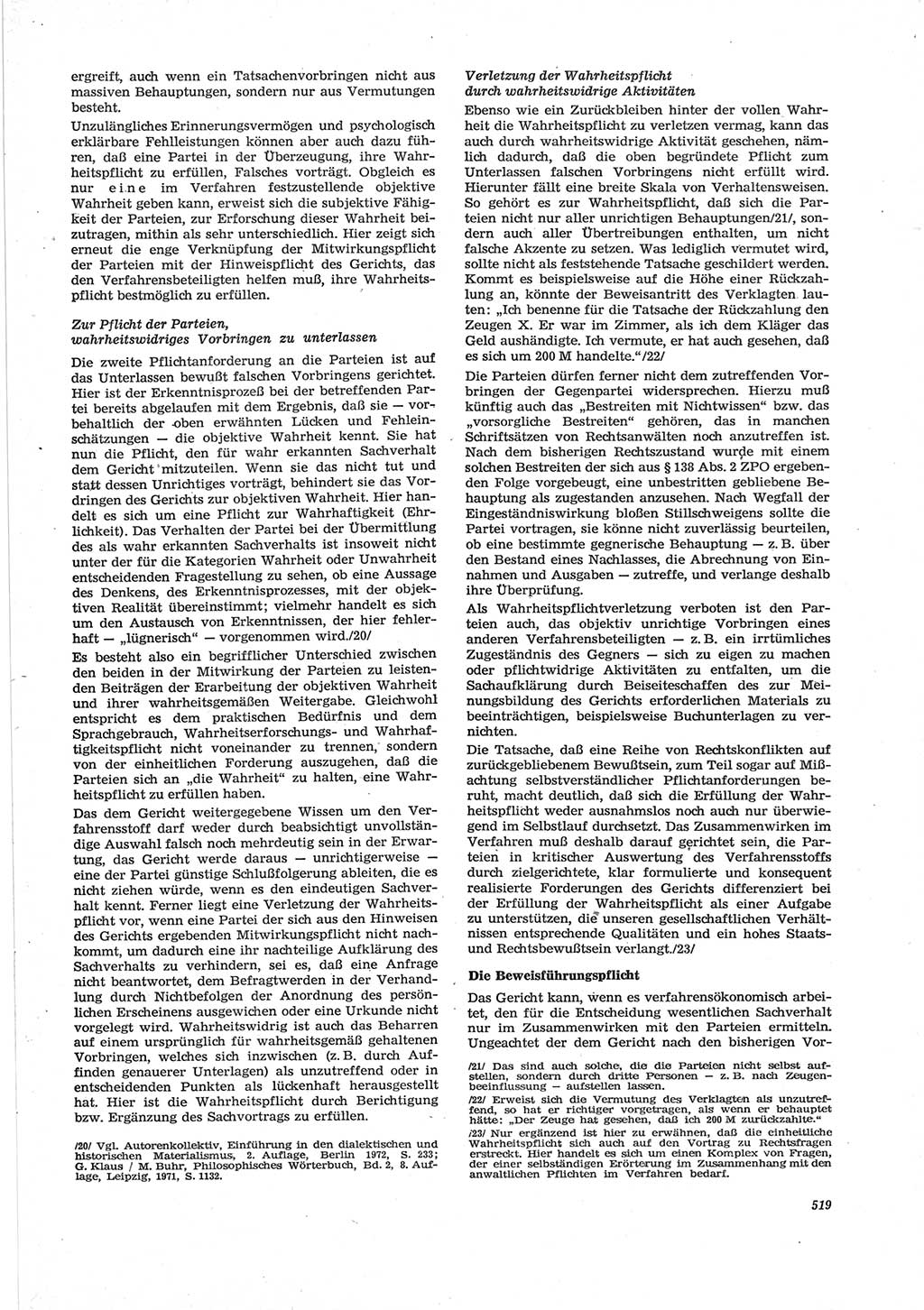 Neue Justiz (NJ), Zeitschrift für Recht und Rechtswissenschaft [Deutsche Demokratische Republik (DDR)], 28. Jahrgang 1974, Seite 519 (NJ DDR 1974, S. 519)