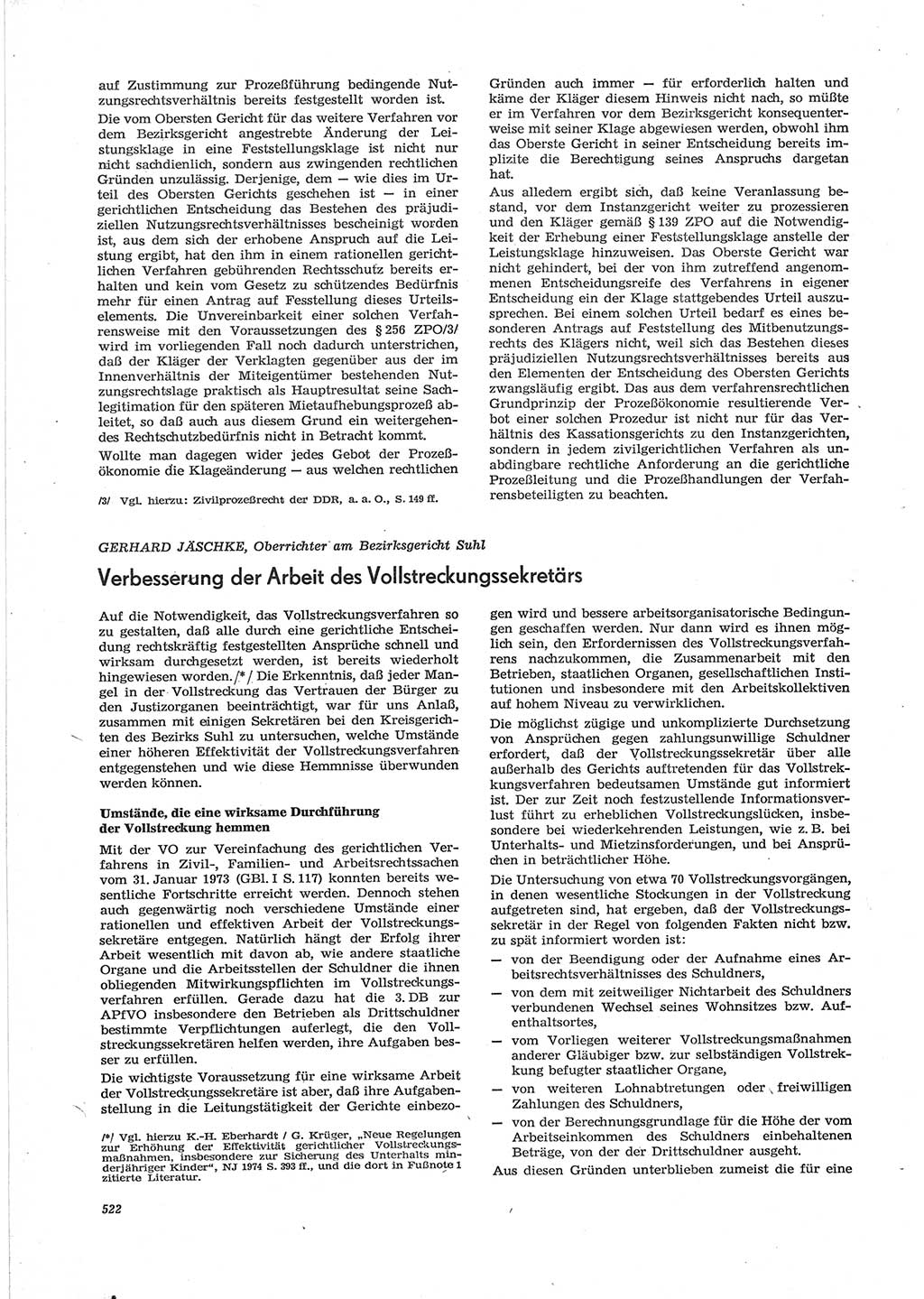 Neue Justiz (NJ), Zeitschrift für Recht und Rechtswissenschaft [Deutsche Demokratische Republik (DDR)], 28. Jahrgang 1974, Seite 522 (NJ DDR 1974, S. 522)