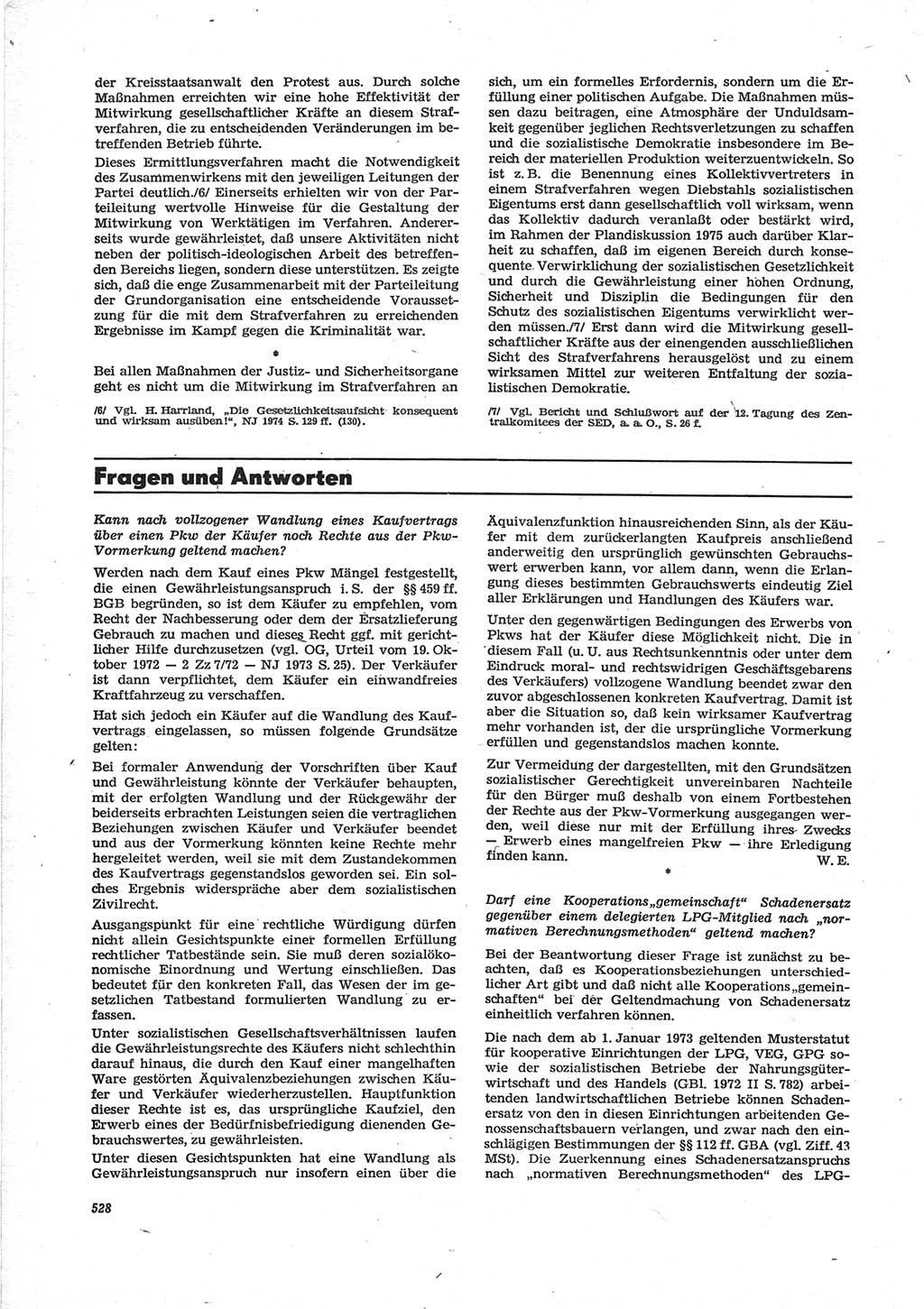 Neue Justiz (NJ), Zeitschrift für Recht und Rechtswissenschaft [Deutsche Demokratische Republik (DDR)], 28. Jahrgang 1974, Seite 528 (NJ DDR 1974, S. 528)