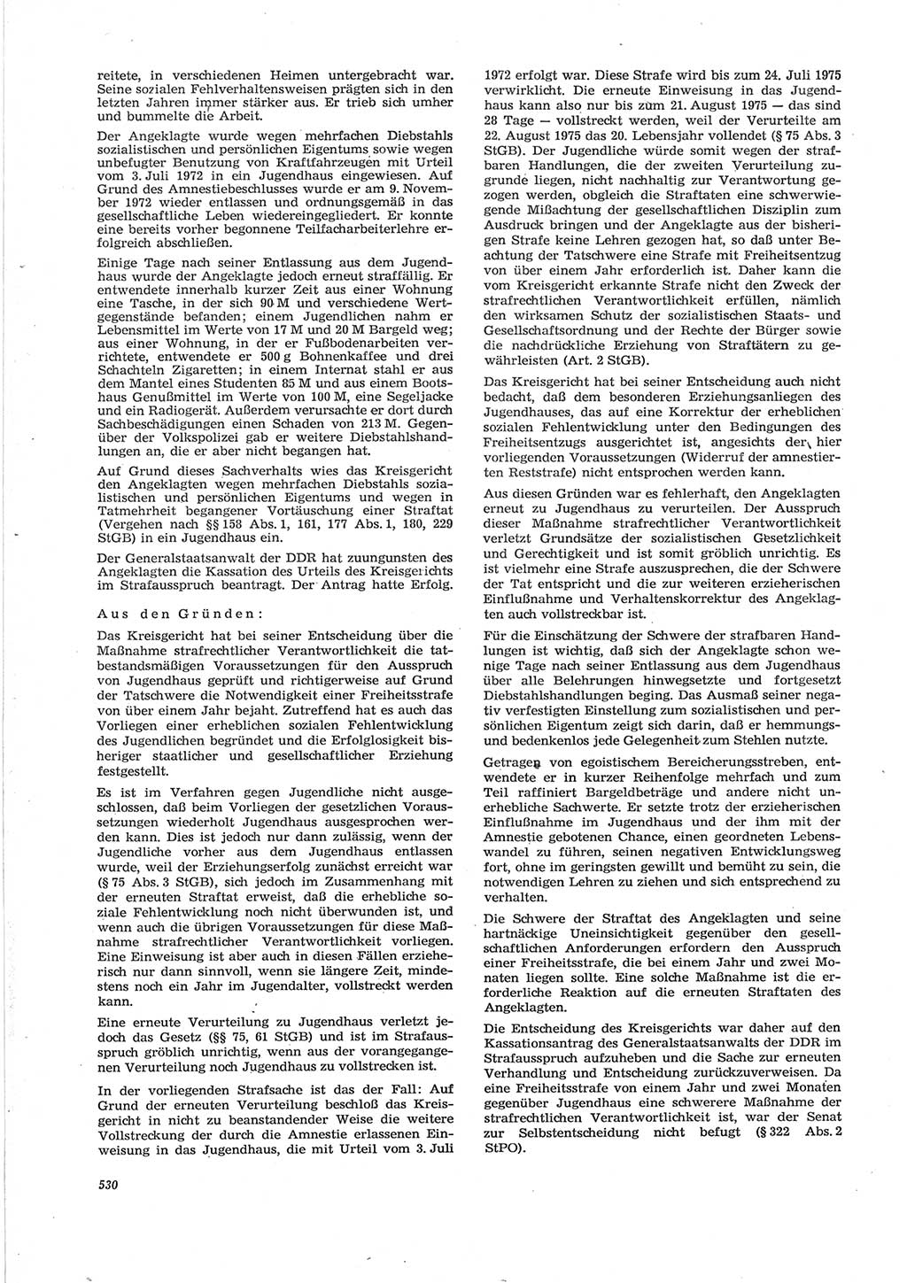 Neue Justiz (NJ), Zeitschrift für Recht und Rechtswissenschaft [Deutsche Demokratische Republik (DDR)], 28. Jahrgang 1974, Seite 530 (NJ DDR 1974, S. 530)