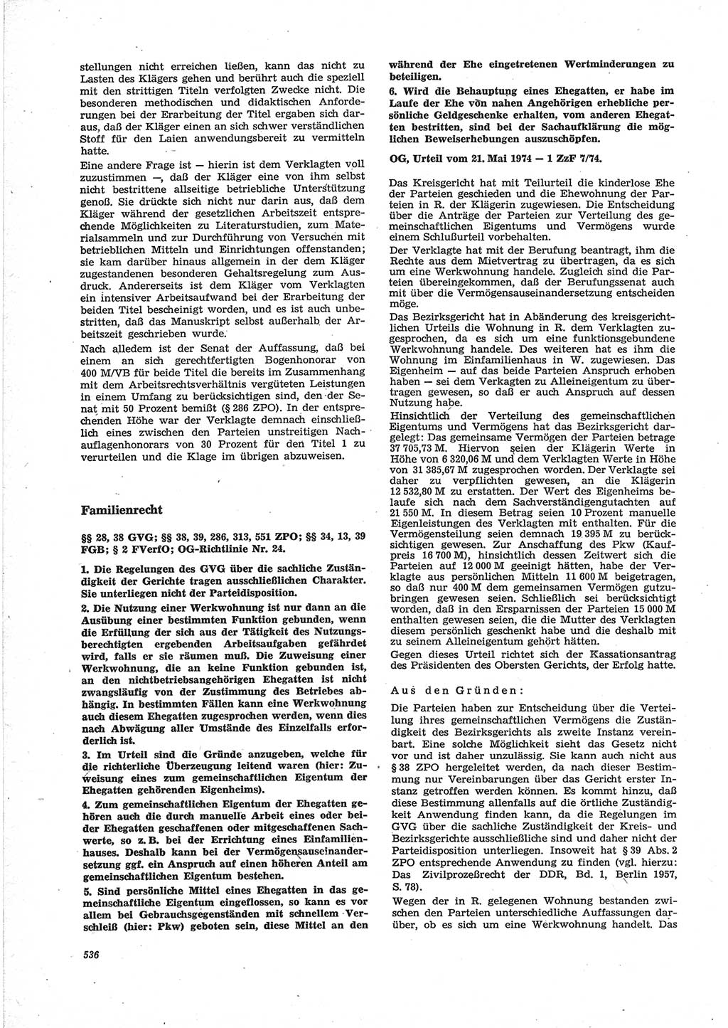 Neue Justiz (NJ), Zeitschrift für Recht und Rechtswissenschaft [Deutsche Demokratische Republik (DDR)], 28. Jahrgang 1974, Seite 536 (NJ DDR 1974, S. 536)
