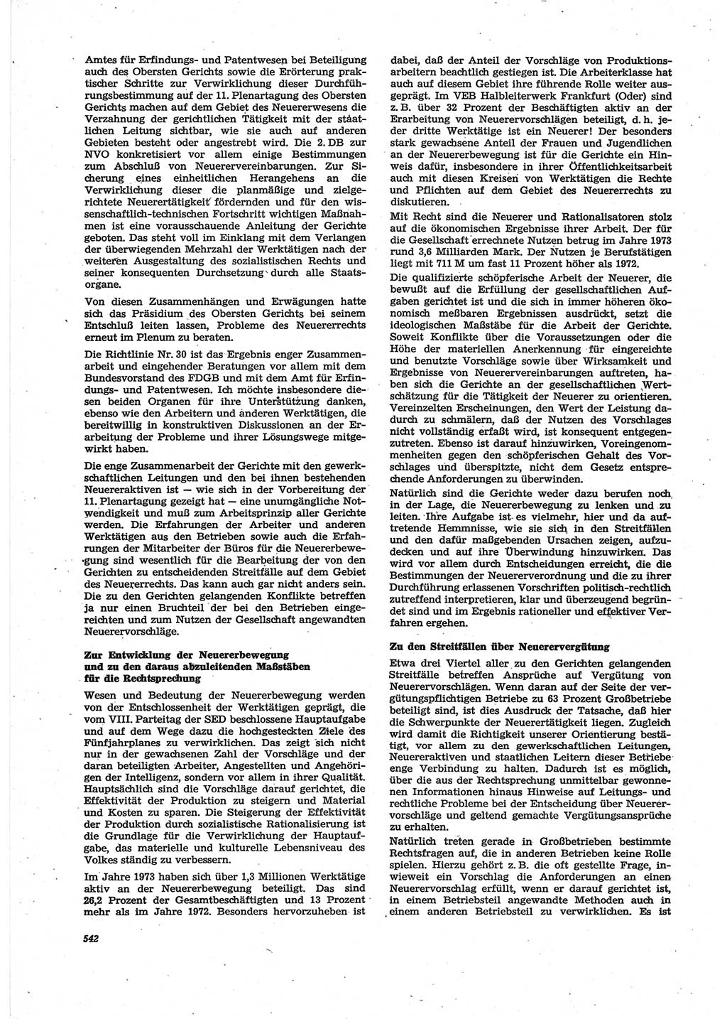 Neue Justiz (NJ), Zeitschrift für Recht und Rechtswissenschaft [Deutsche Demokratische Republik (DDR)], 28. Jahrgang 1974, Seite 542 (NJ DDR 1974, S. 542)