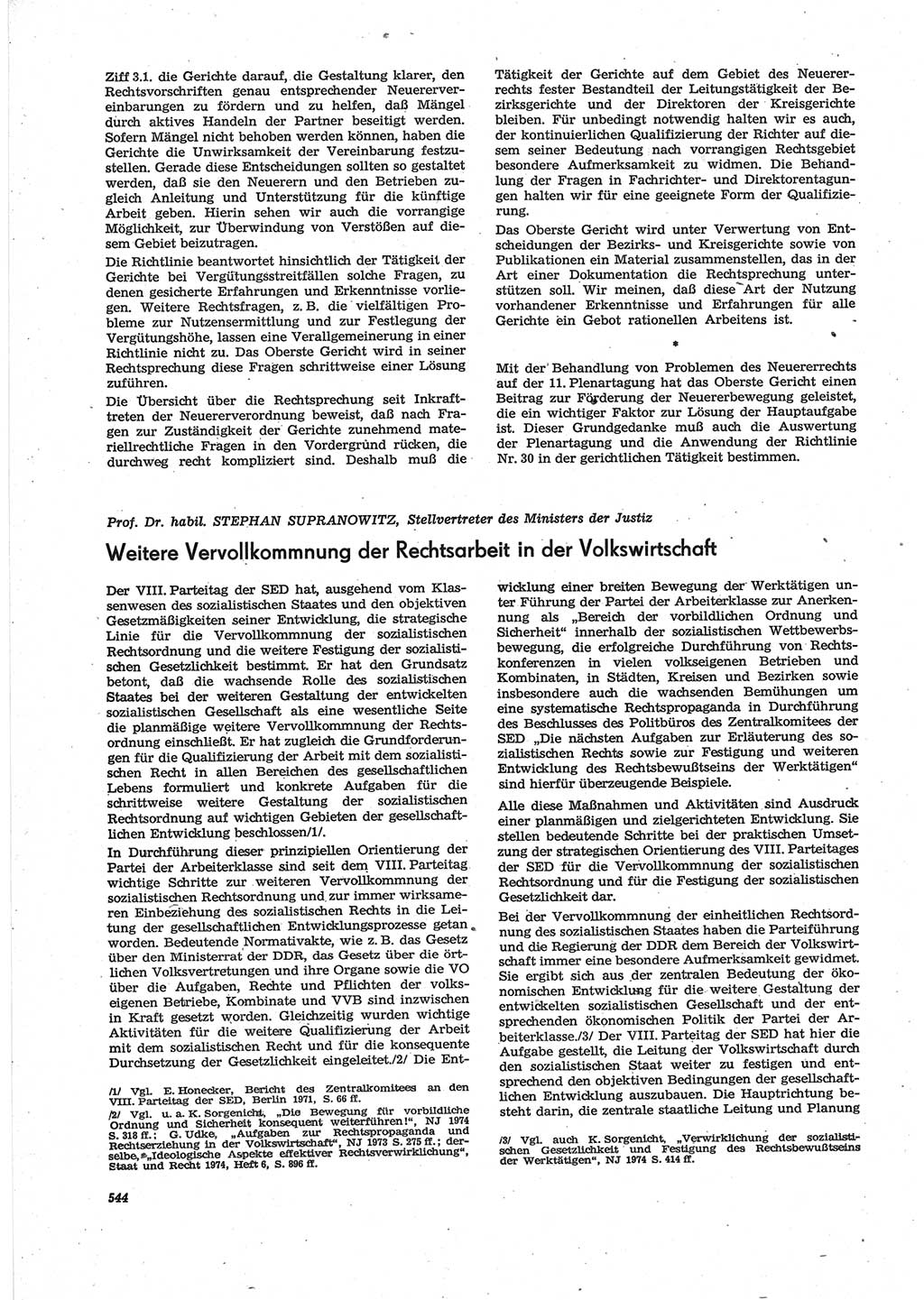 Neue Justiz (NJ), Zeitschrift für Recht und Rechtswissenschaft [Deutsche Demokratische Republik (DDR)], 28. Jahrgang 1974, Seite 544 (NJ DDR 1974, S. 544)
