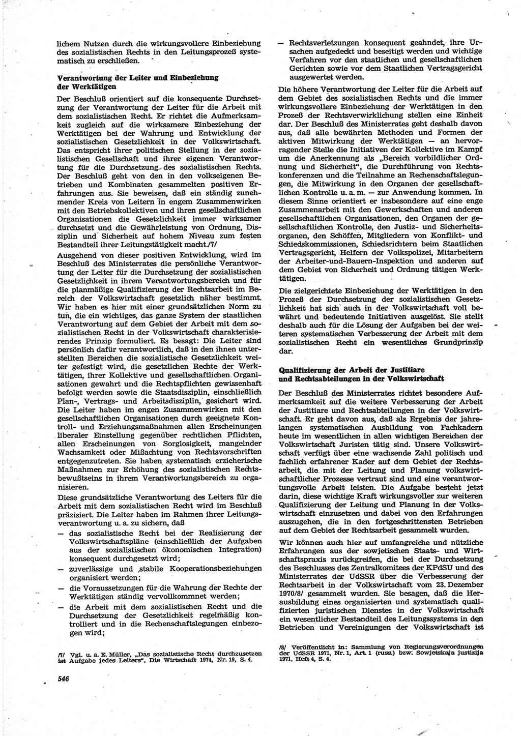 Neue Justiz (NJ), Zeitschrift für Recht und Rechtswissenschaft [Deutsche Demokratische Republik (DDR)], 28. Jahrgang 1974, Seite 546 (NJ DDR 1974, S. 546)