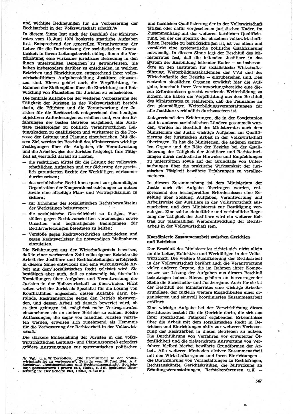 Neue Justiz (NJ), Zeitschrift für Recht und Rechtswissenschaft [Deutsche Demokratische Republik (DDR)], 28. Jahrgang 1974, Seite 547 (NJ DDR 1974, S. 547)