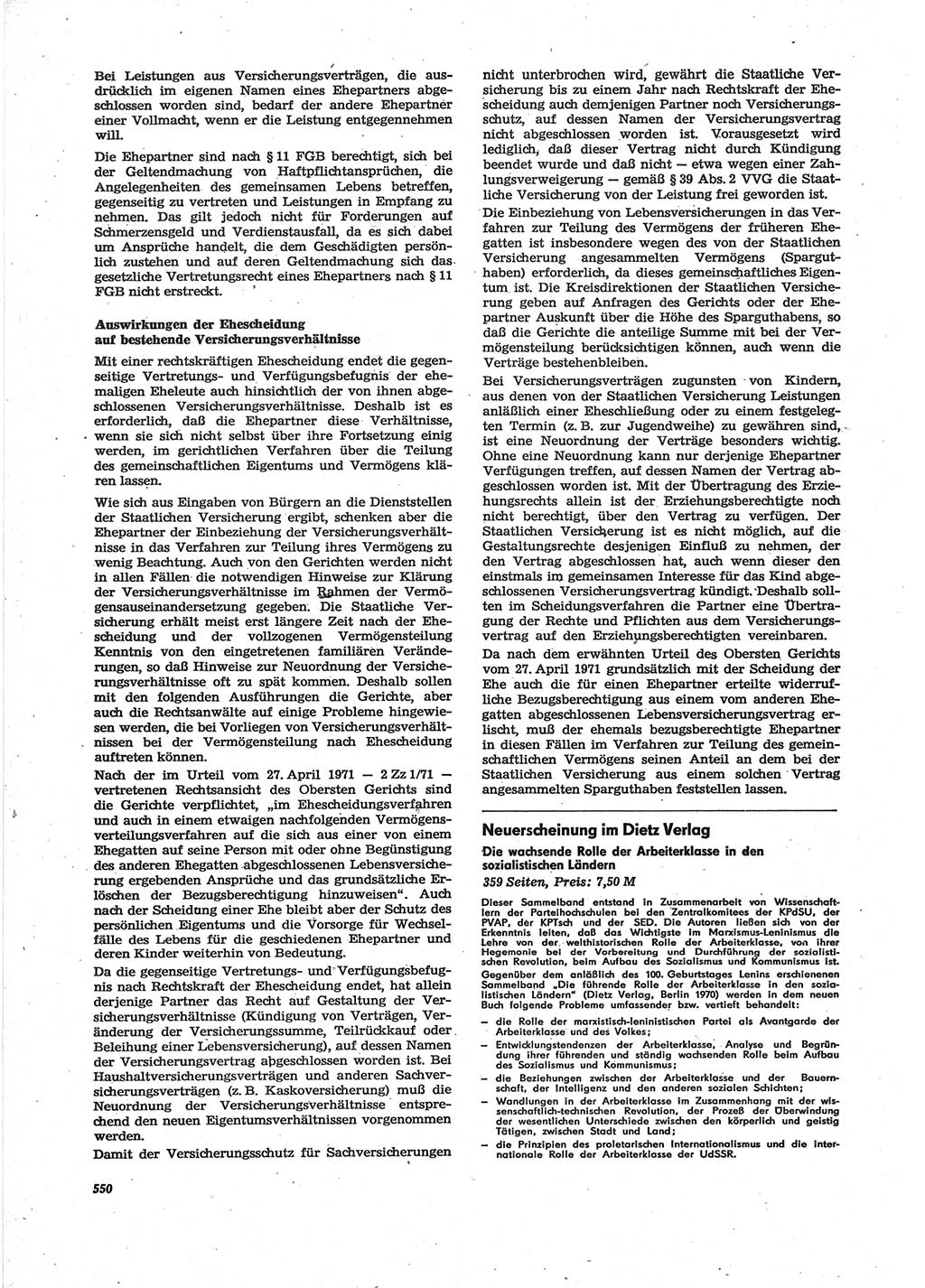 Neue Justiz (NJ), Zeitschrift für Recht und Rechtswissenschaft [Deutsche Demokratische Republik (DDR)], 28. Jahrgang 1974, Seite 550 (NJ DDR 1974, S. 550)