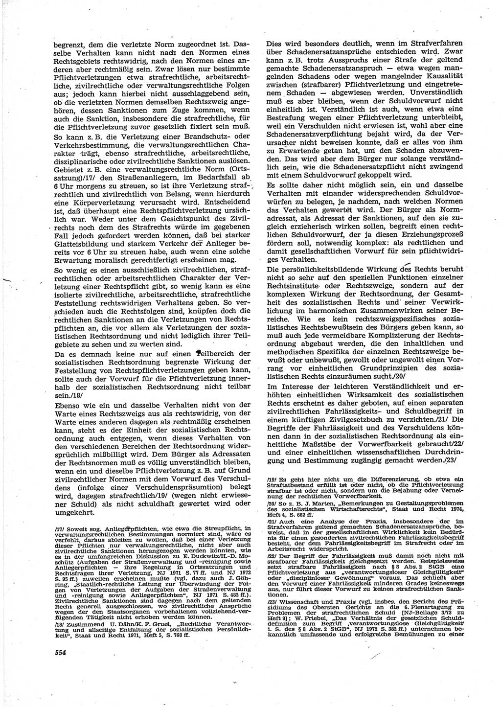 Neue Justiz (NJ), Zeitschrift für Recht und Rechtswissenschaft [Deutsche Demokratische Republik (DDR)], 28. Jahrgang 1974, Seite 554 (NJ DDR 1974, S. 554)