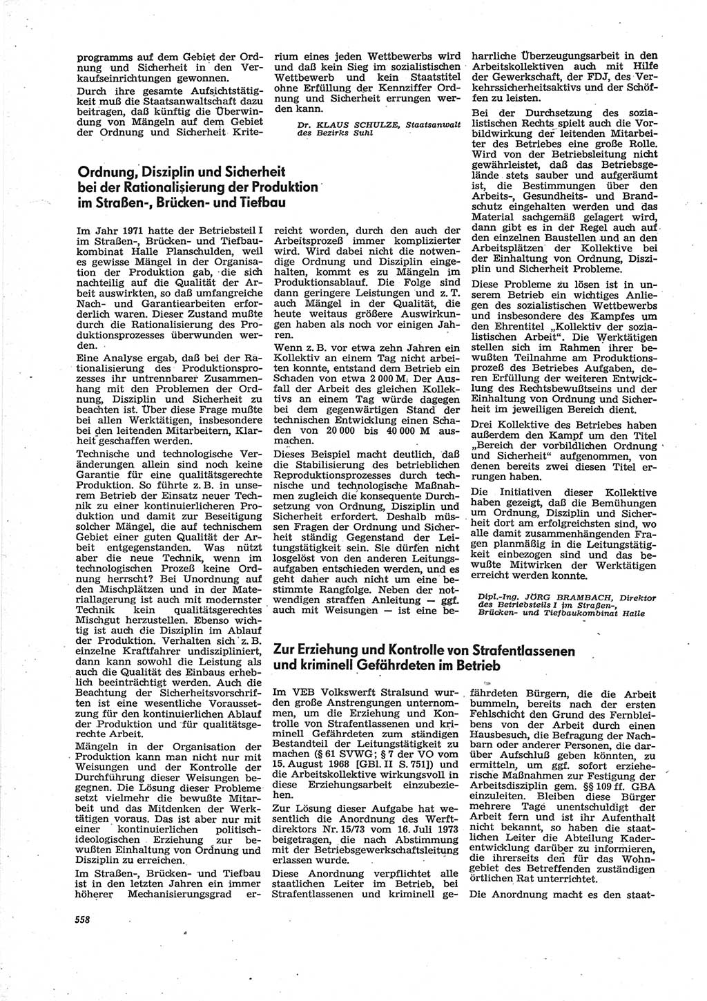 Neue Justiz (NJ), Zeitschrift für Recht und Rechtswissenschaft [Deutsche Demokratische Republik (DDR)], 28. Jahrgang 1974, Seite 558 (NJ DDR 1974, S. 558)