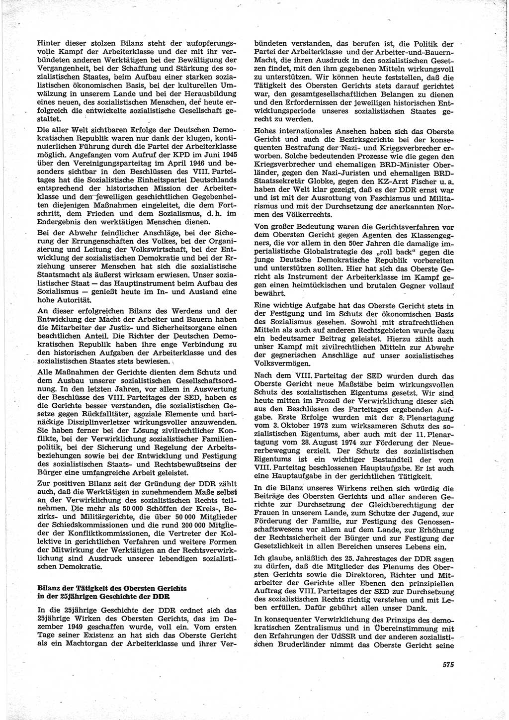 Neue Justiz (NJ), Zeitschrift für Recht und Rechtswissenschaft [Deutsche Demokratische Republik (DDR)], 28. Jahrgang 1974, Seite 575 (NJ DDR 1974, S. 575)