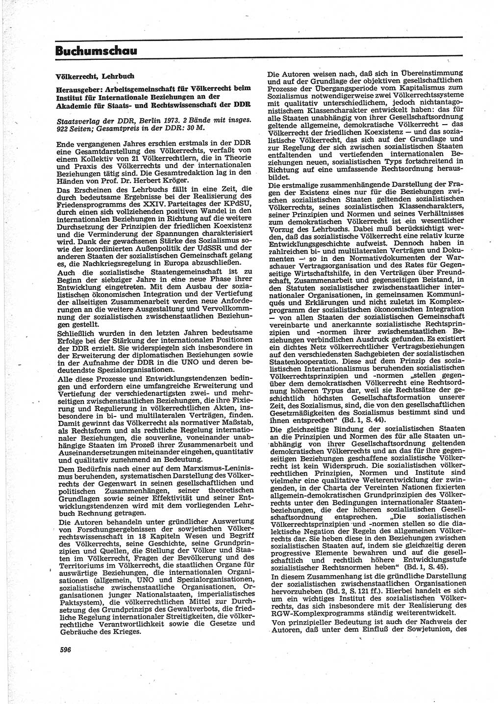 Neue Justiz (NJ), Zeitschrift für Recht und Rechtswissenschaft [Deutsche Demokratische Republik (DDR)], 28. Jahrgang 1974, Seite 596 (NJ DDR 1974, S. 596)