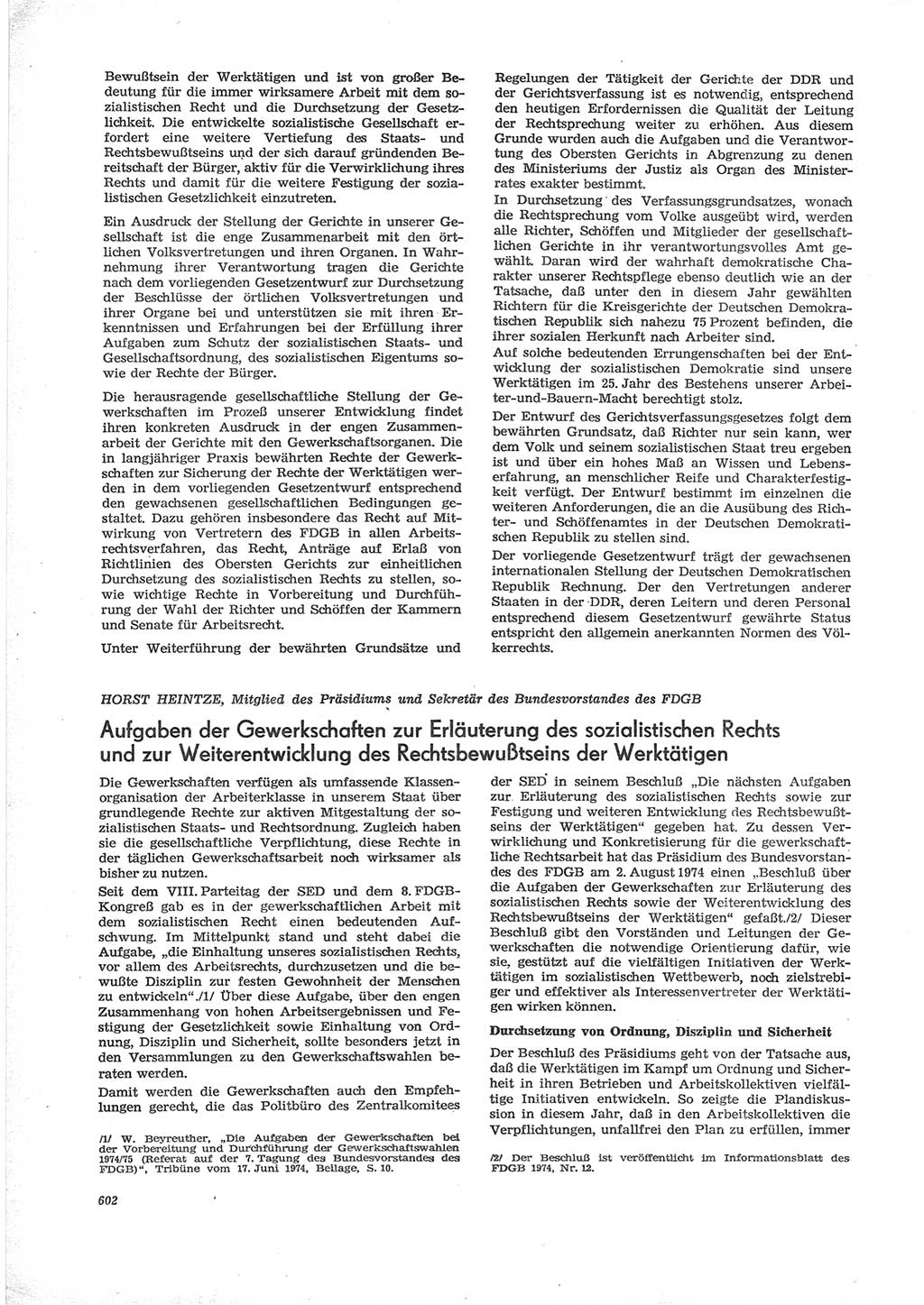 Neue Justiz (NJ), Zeitschrift für Recht und Rechtswissenschaft [Deutsche Demokratische Republik (DDR)], 28. Jahrgang 1974, Seite 602 (NJ DDR 1974, S. 602)