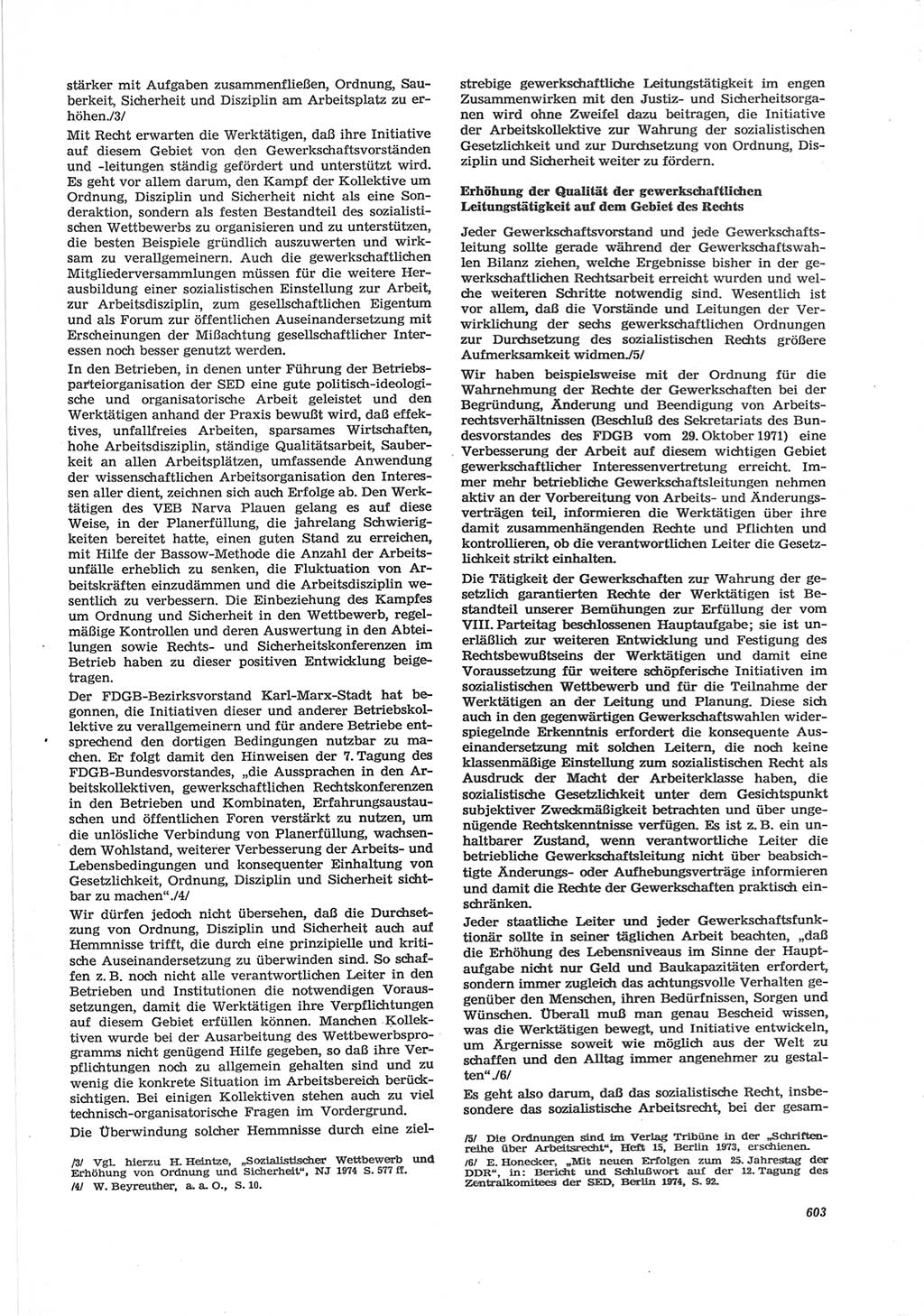 Neue Justiz (NJ), Zeitschrift für Recht und Rechtswissenschaft [Deutsche Demokratische Republik (DDR)], 28. Jahrgang 1974, Seite 603 (NJ DDR 1974, S. 603)