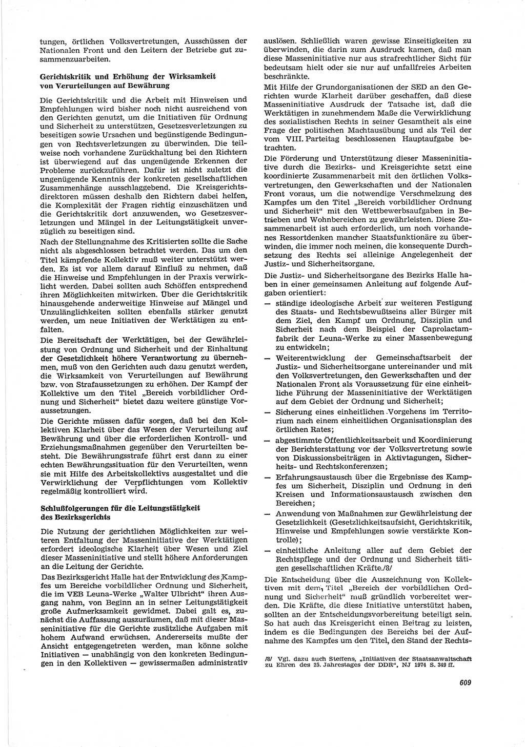 Neue Justiz (NJ), Zeitschrift für Recht und Rechtswissenschaft [Deutsche Demokratische Republik (DDR)], 28. Jahrgang 1974, Seite 609 (NJ DDR 1974, S. 609)