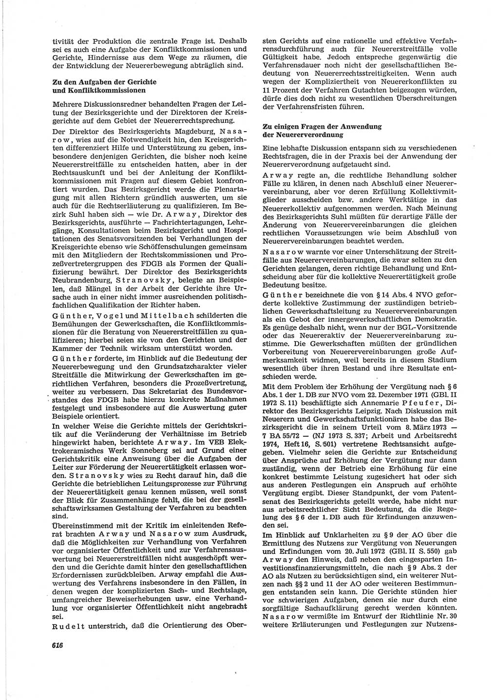 Neue Justiz (NJ), Zeitschrift für Recht und Rechtswissenschaft [Deutsche Demokratische Republik (DDR)], 28. Jahrgang 1974, Seite 616 (NJ DDR 1974, S. 616)