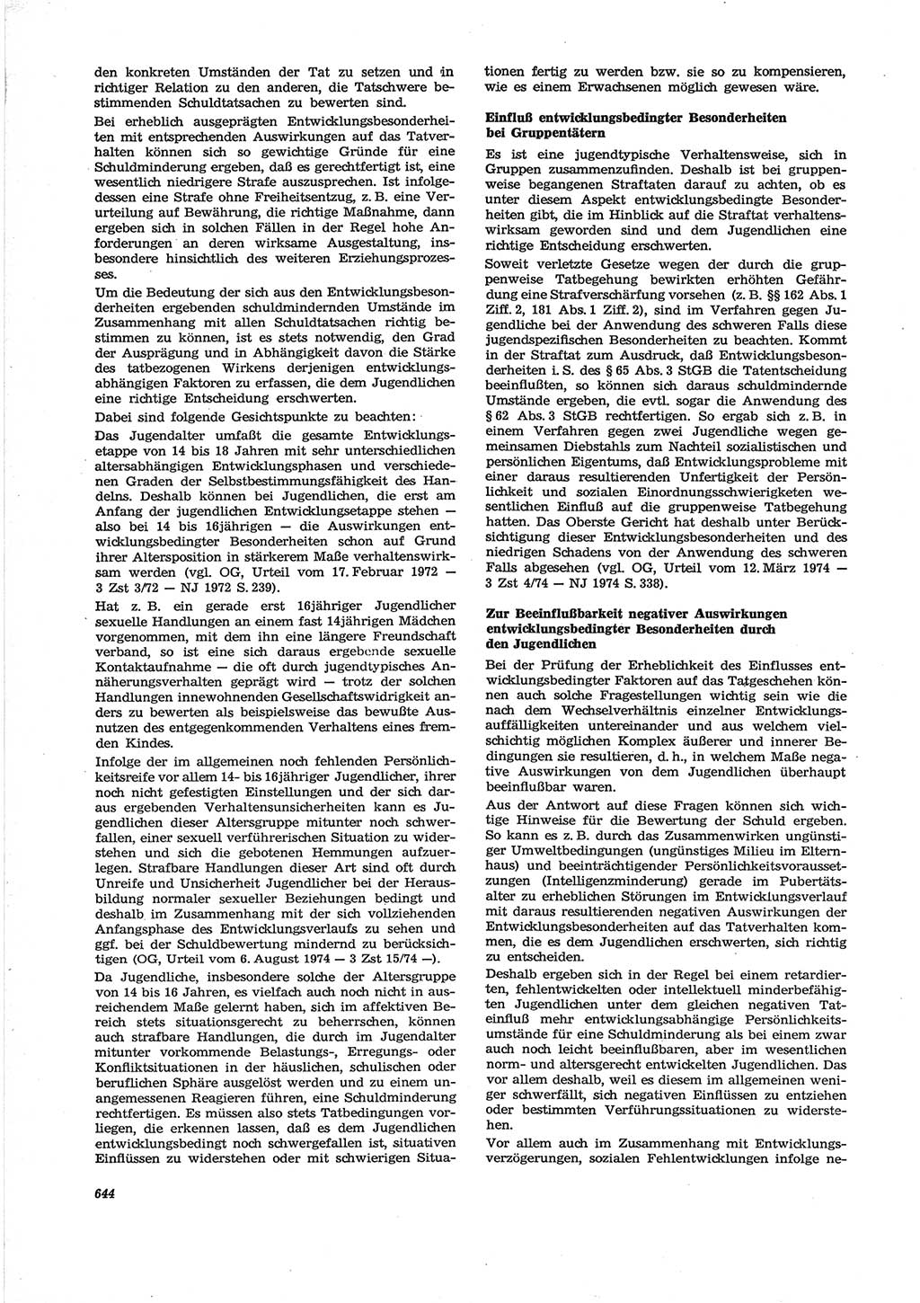 Neue Justiz (NJ), Zeitschrift für Recht und Rechtswissenschaft [Deutsche Demokratische Republik (DDR)], 28. Jahrgang 1974, Seite 644 (NJ DDR 1974, S. 644)