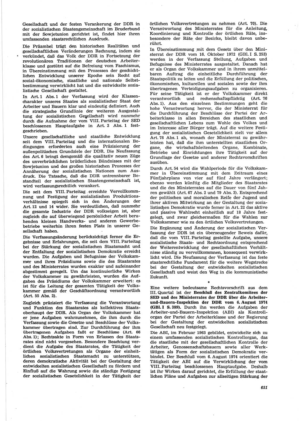 Neue Justiz (NJ), Zeitschrift für Recht und Rechtswissenschaft [Deutsche Demokratische Republik (DDR)], 28. Jahrgang 1974, Seite 651 (NJ DDR 1974, S. 651)