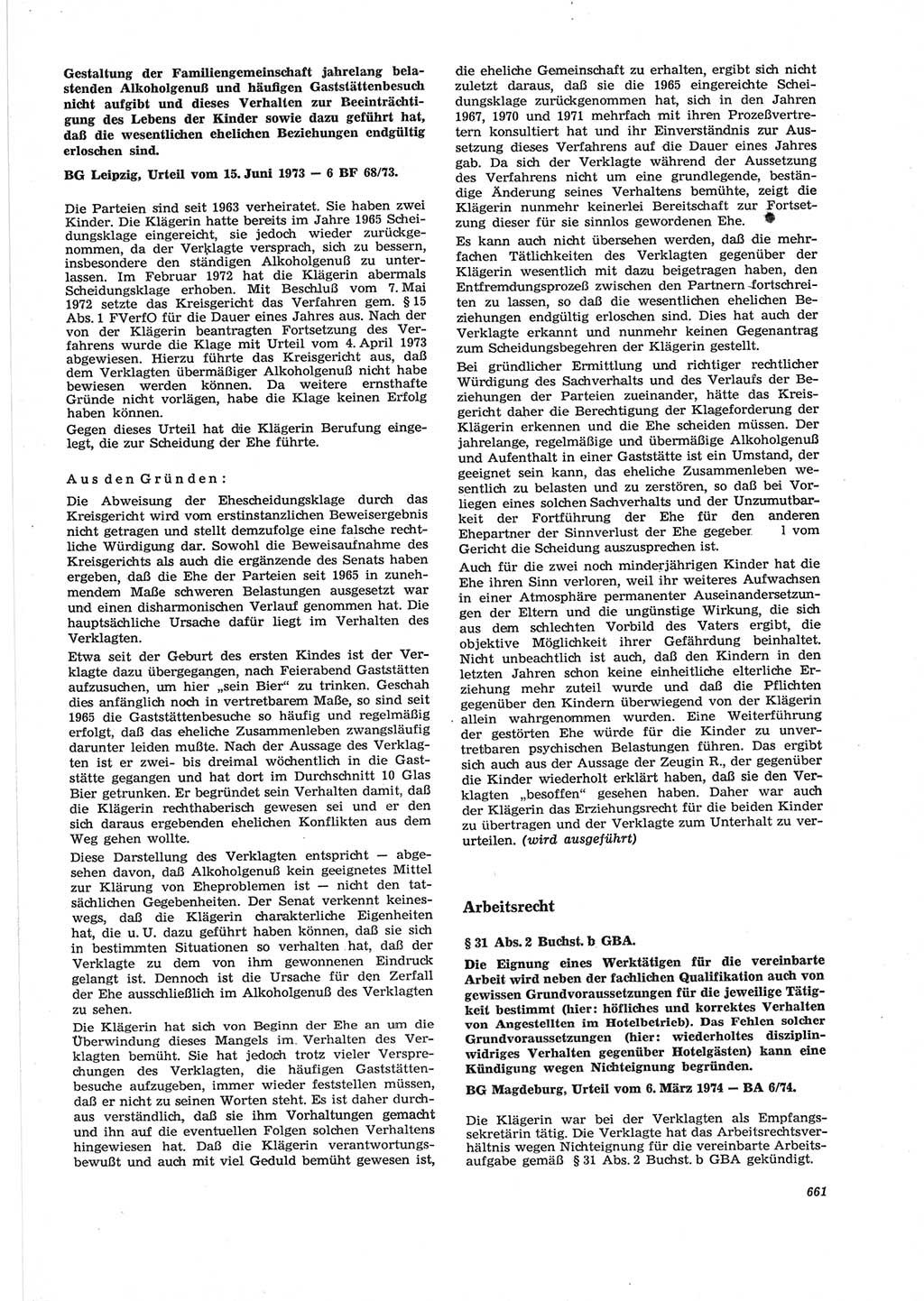 Neue Justiz (NJ), Zeitschrift für Recht und Rechtswissenschaft [Deutsche Demokratische Republik (DDR)], 28. Jahrgang 1974, Seite 661 (NJ DDR 1974, S. 661)