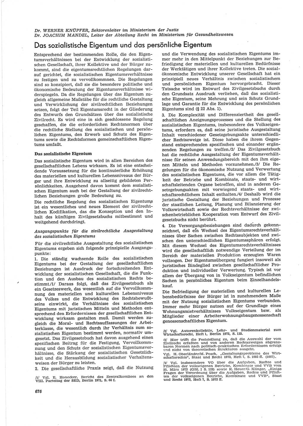 Neue Justiz (NJ), Zeitschrift für Recht und Rechtswissenschaft [Deutsche Demokratische Republik (DDR)], 28. Jahrgang 1974, Seite 676 (NJ DDR 1974, S. 676)