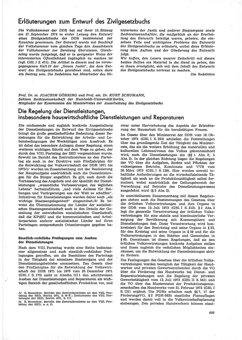 Neue Justiz (NJ), Zeitschrift für Recht und Rechtswissenschaft [Deutsche Demokratische Republik (DDR)], 28. Jahrgang 1974, Seite 699 (NJ DDR 1974, S. 699)