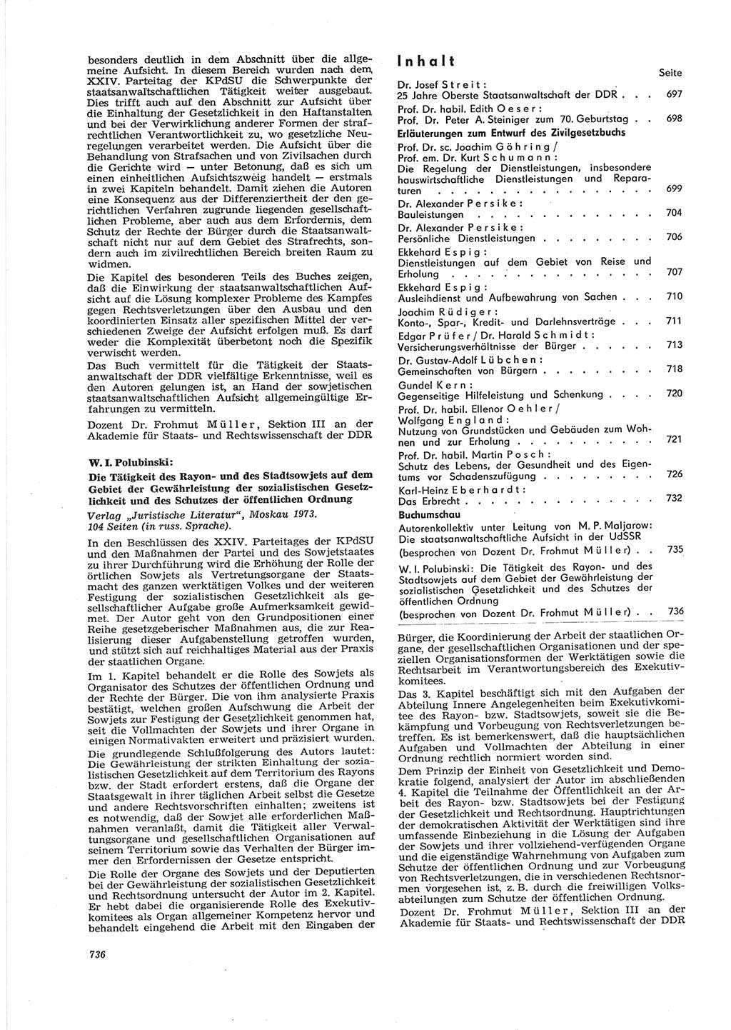 Neue Justiz (NJ), Zeitschrift für Recht und Rechtswissenschaft [Deutsche Demokratische Republik (DDR)], 28. Jahrgang 1974, Seite 736 (NJ DDR 1974, S. 736)