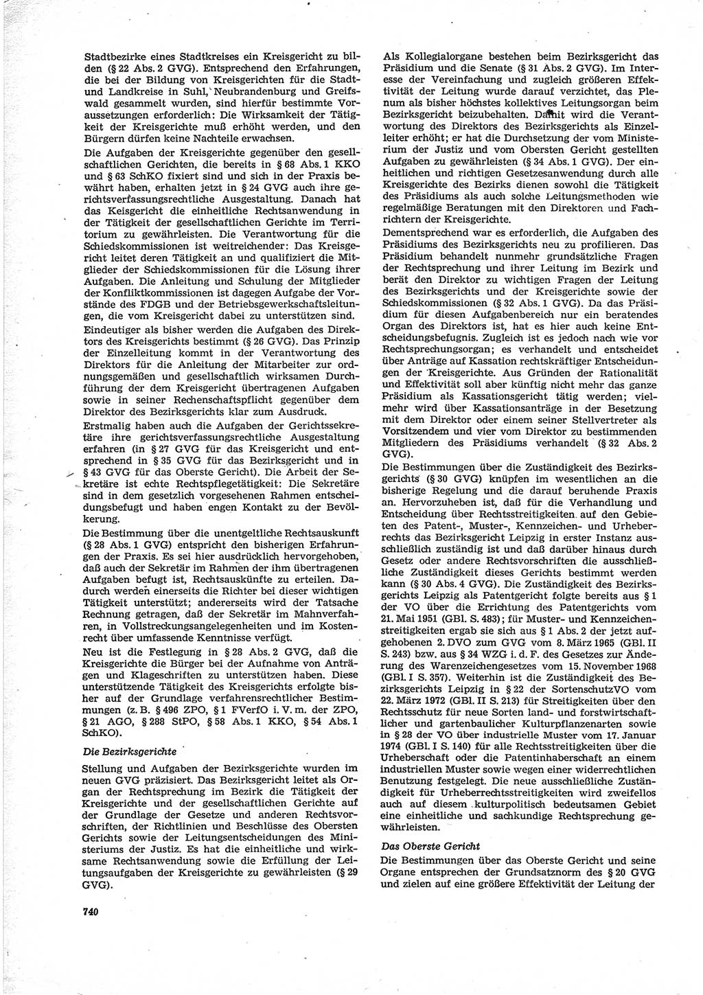 Neue Justiz (NJ), Zeitschrift für Recht und Rechtswissenschaft [Deutsche Demokratische Republik (DDR)], 28. Jahrgang 1974, Seite 740 (NJ DDR 1974, S. 740)
