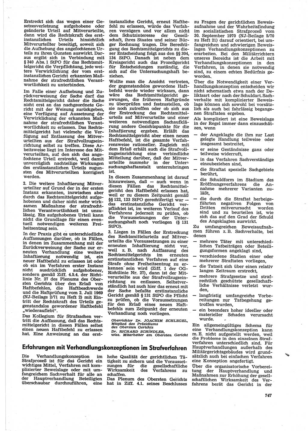 Neue Justiz (NJ), Zeitschrift für Recht und Rechtswissenschaft [Deutsche Demokratische Republik (DDR)], 28. Jahrgang 1974, Seite 747 (NJ DDR 1974, S. 747)