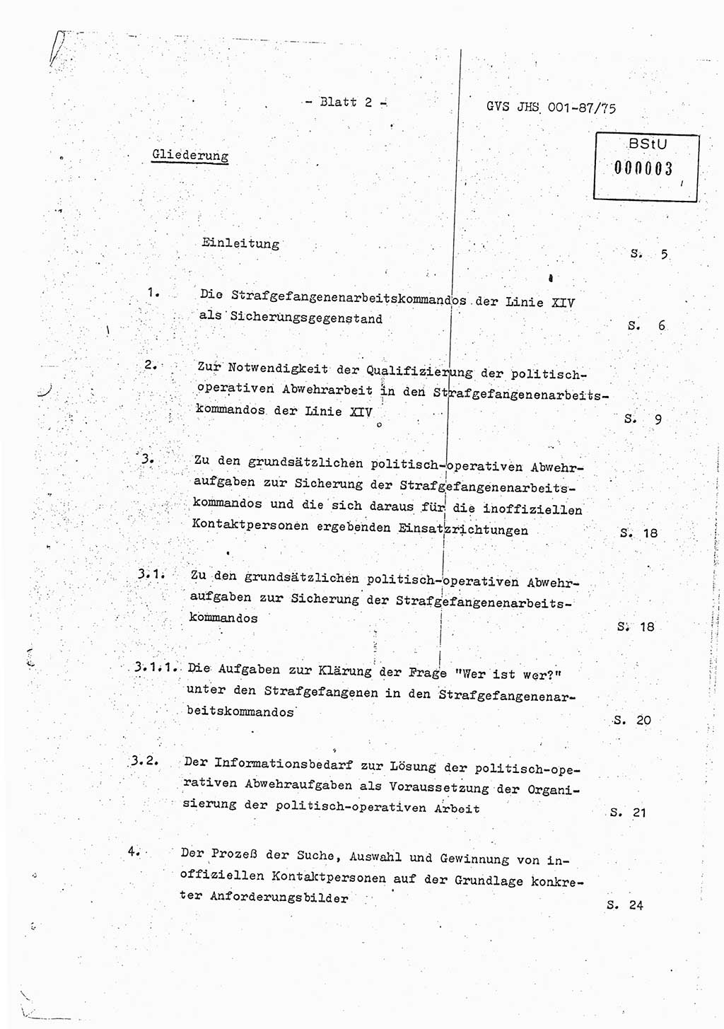 Diplomarbeit Hauptmann Volkmar Heinz (Abt. ⅩⅣ), Oberleutnant Lothar Rüdiger (BV Lpz. Abt. Ⅺ), Ministerium für Staatssicherheit (MfS) [Deutsche Demokratische Republik (DDR)], Juristische Hochschule (JHS), Geheime Verschlußsache (GVS) o001-87/75, Potsdam 1975, Seite 2 (Dipl.-Arb. MfS DDR JHS GVS o001-87/75 1975, S. 2)