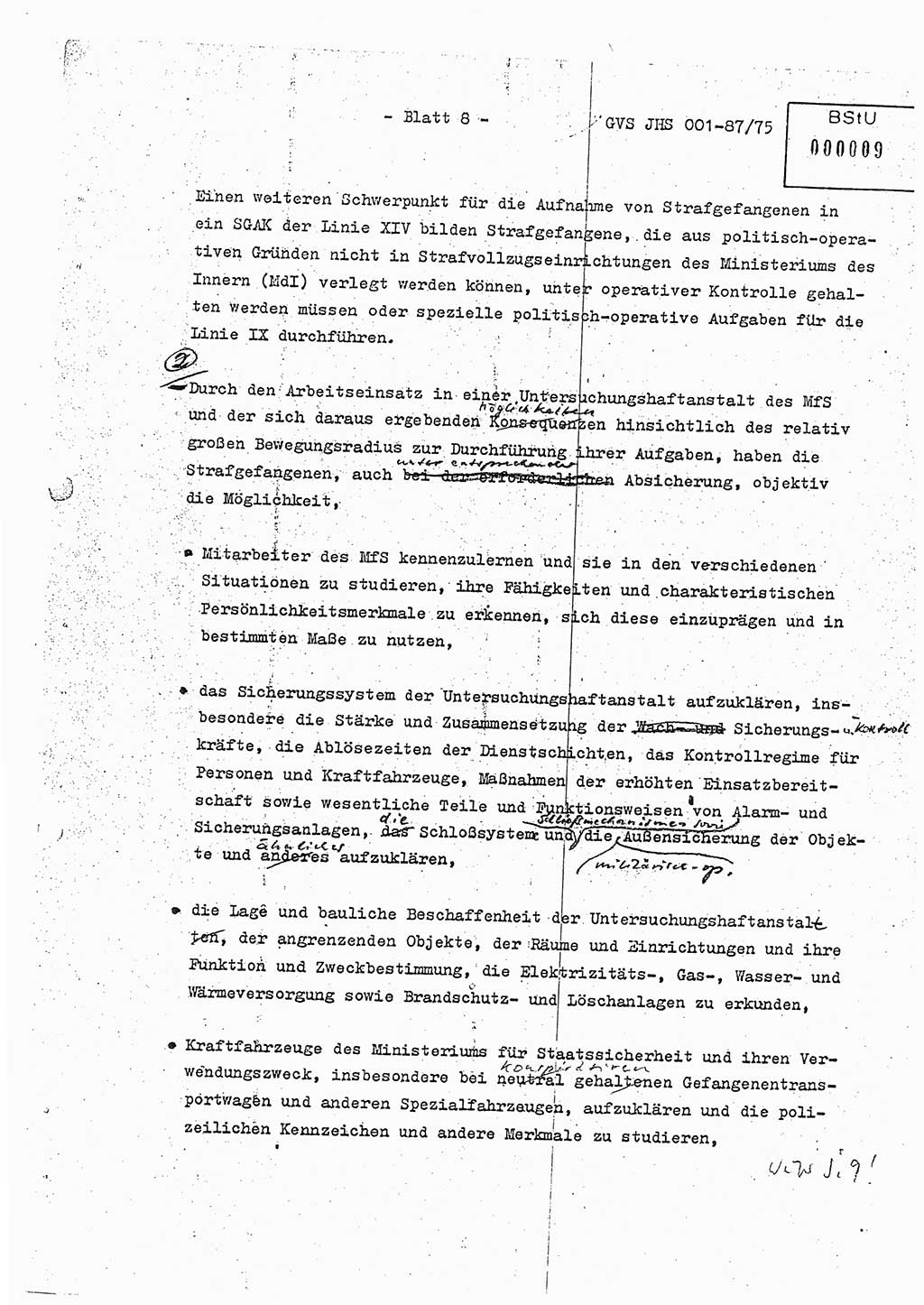 Diplomarbeit Hauptmann Volkmar Heinz (Abt. ⅩⅣ), Oberleutnant Lothar Rüdiger (BV Lpz. Abt. Ⅺ), Ministerium für Staatssicherheit (MfS) [Deutsche Demokratische Republik (DDR)], Juristische Hochschule (JHS), Geheime Verschlußsache (GVS) o001-87/75, Potsdam 1975, Seite 8 (Dipl.-Arb. MfS DDR JHS GVS o001-87/75 1975, S. 8)