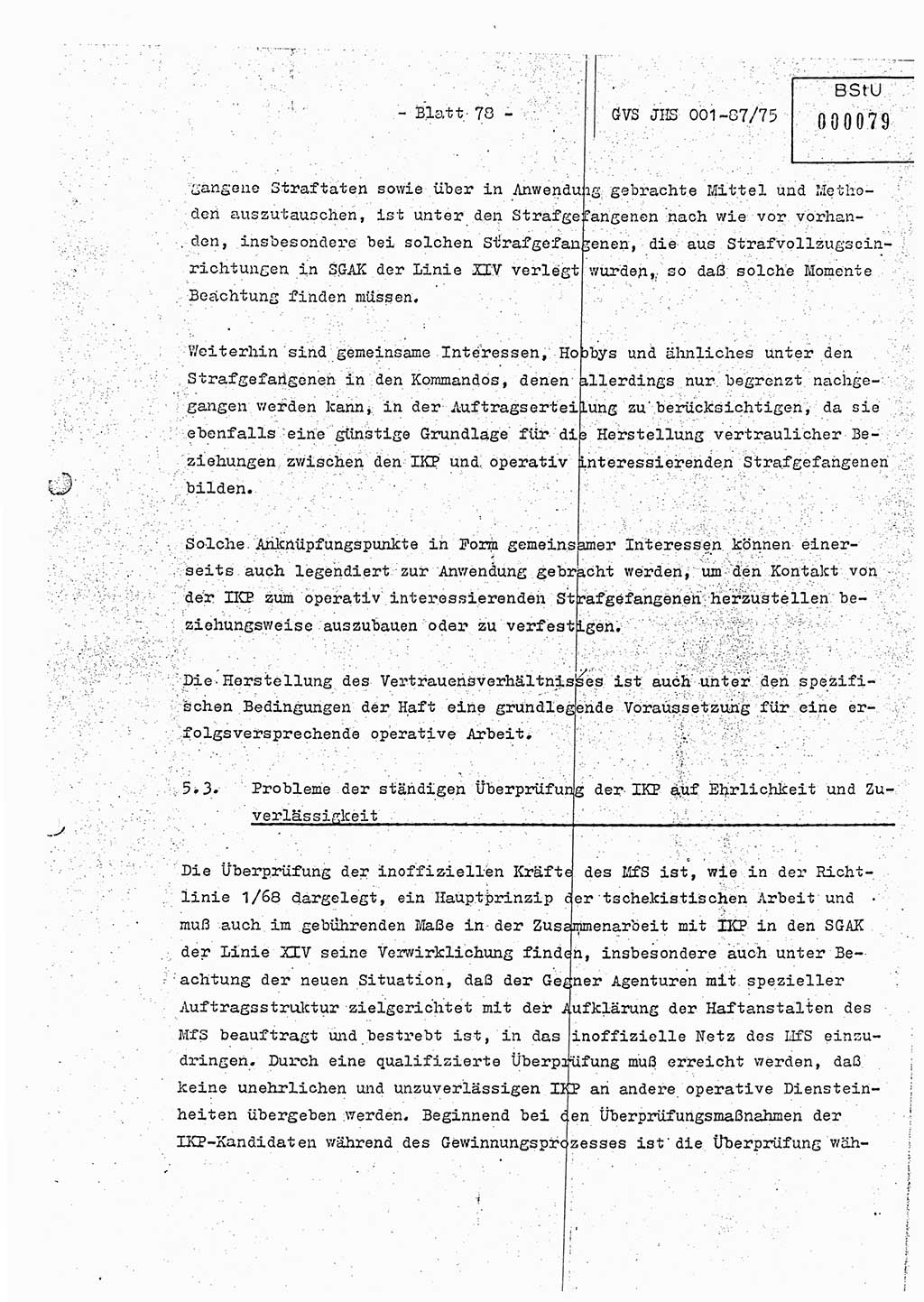 Diplomarbeit Hauptmann Volkmar Heinz (Abt. ⅩⅣ), Oberleutnant Lothar Rüdiger (BV Lpz. Abt. Ⅺ), Ministerium für Staatssicherheit (MfS) [Deutsche Demokratische Republik (DDR)], Juristische Hochschule (JHS), Geheime Verschlußsache (GVS) o001-87/75, Potsdam 1975, Seite 78 (Dipl.-Arb. MfS DDR JHS GVS o001-87/75 1975, S. 78)