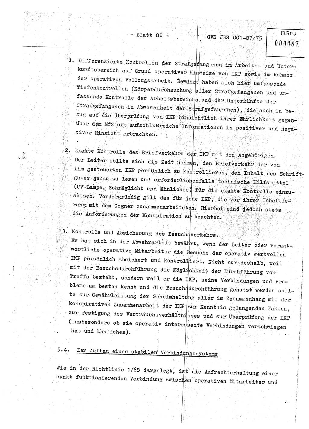 Diplomarbeit Hauptmann Volkmar Heinz (Abt. ⅩⅣ), Oberleutnant Lothar Rüdiger (BV Lpz. Abt. Ⅺ), Ministerium für Staatssicherheit (MfS) [Deutsche Demokratische Republik (DDR)], Juristische Hochschule (JHS), Geheime Verschlußsache (GVS) o001-87/75, Potsdam 1975, Seite 86 (Dipl.-Arb. MfS DDR JHS GVS o001-87/75 1975, S. 86)