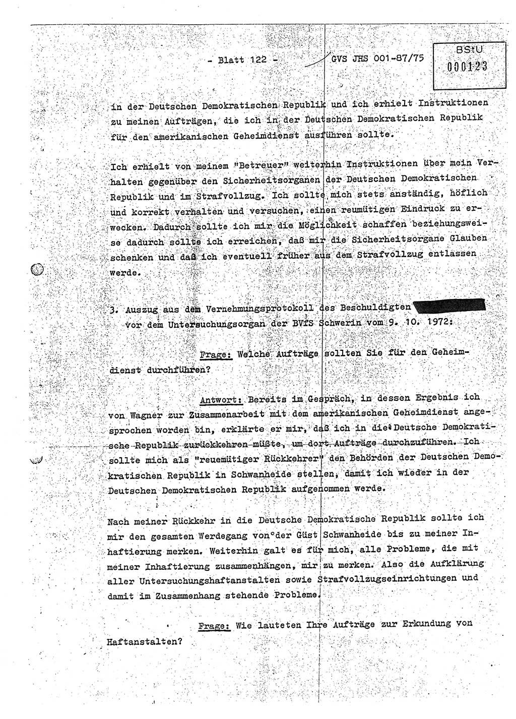 Diplomarbeit Hauptmann Volkmar Heinz (Abt. ⅩⅣ), Oberleutnant Lothar Rüdiger (BV Lpz. Abt. Ⅺ), Ministerium für Staatssicherheit (MfS) [Deutsche Demokratische Republik (DDR)], Juristische Hochschule (JHS), Geheime Verschlußsache (GVS) o001-87/75, Potsdam 1975, Seite 122 (Dipl.-Arb. MfS DDR JHS GVS o001-87/75 1975, S. 122)